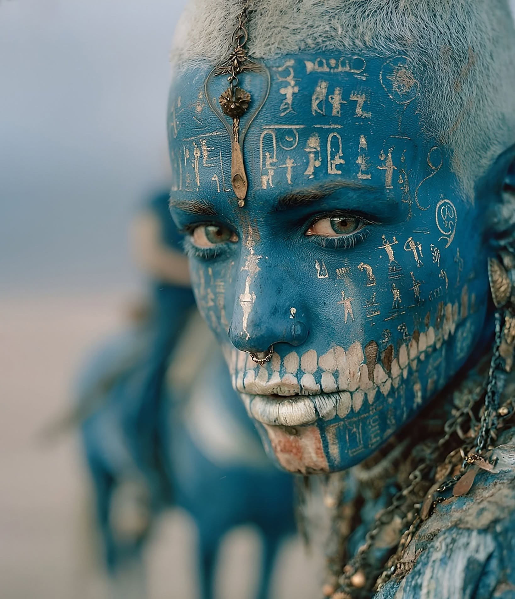 Mystic Blue Tribal Priestess Portrait