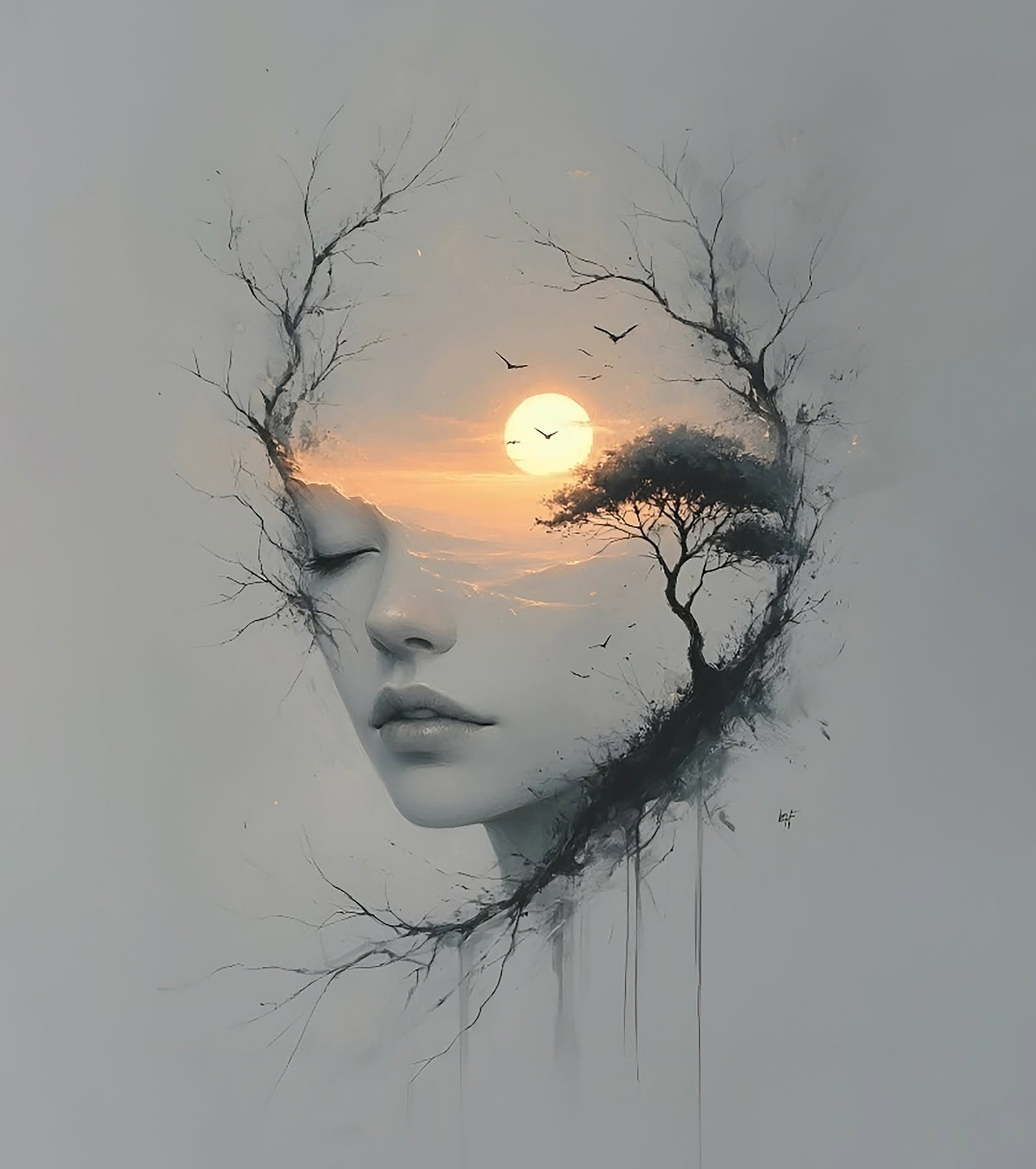 Sunset Soul: Ethereal Forest Face