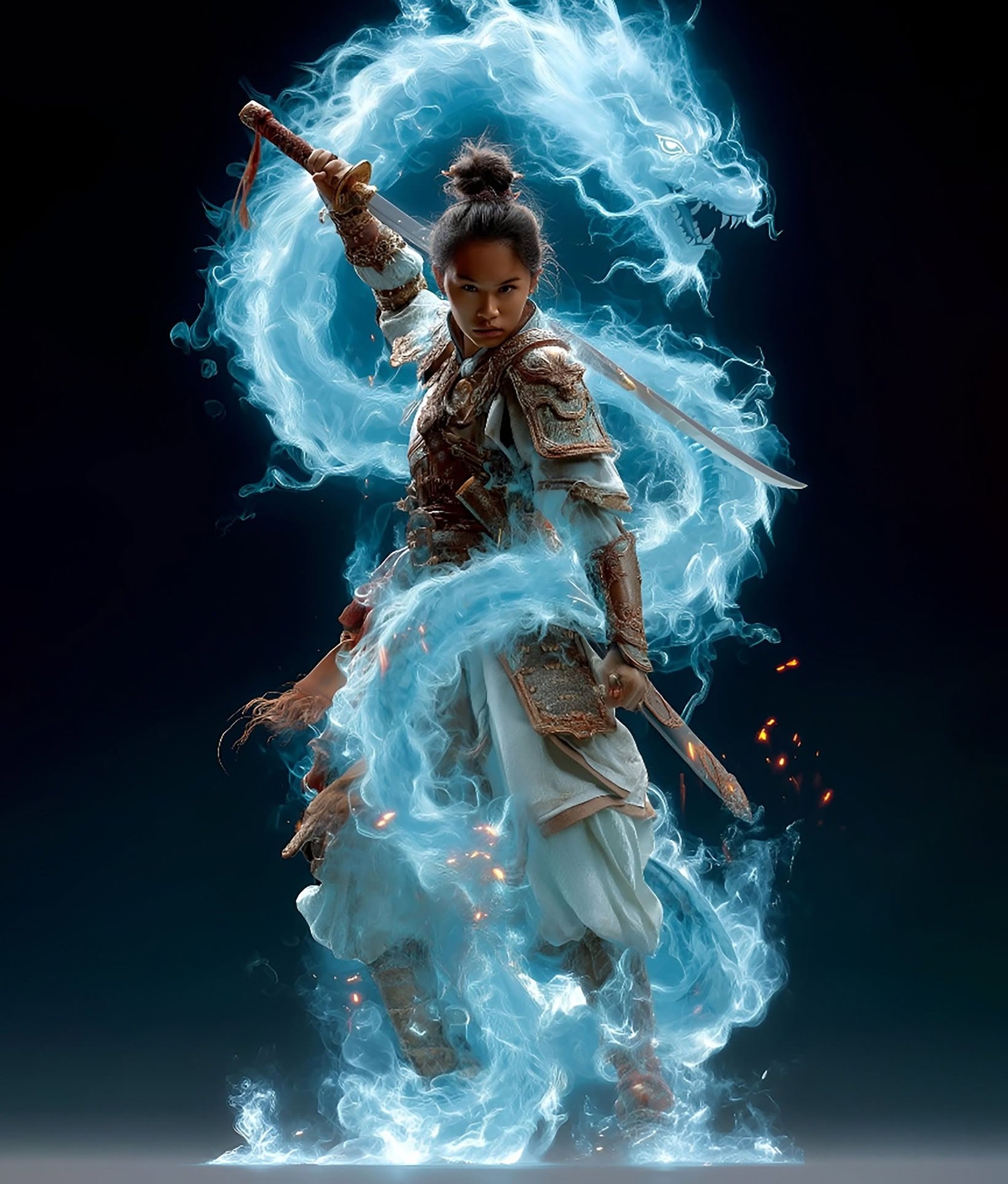 Fierce Blue Spirit Dragon Warrior