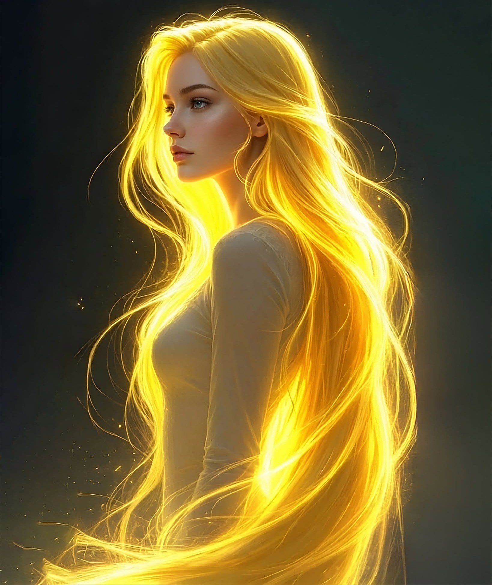 Radiant Gold-Haired Forest Spirit
