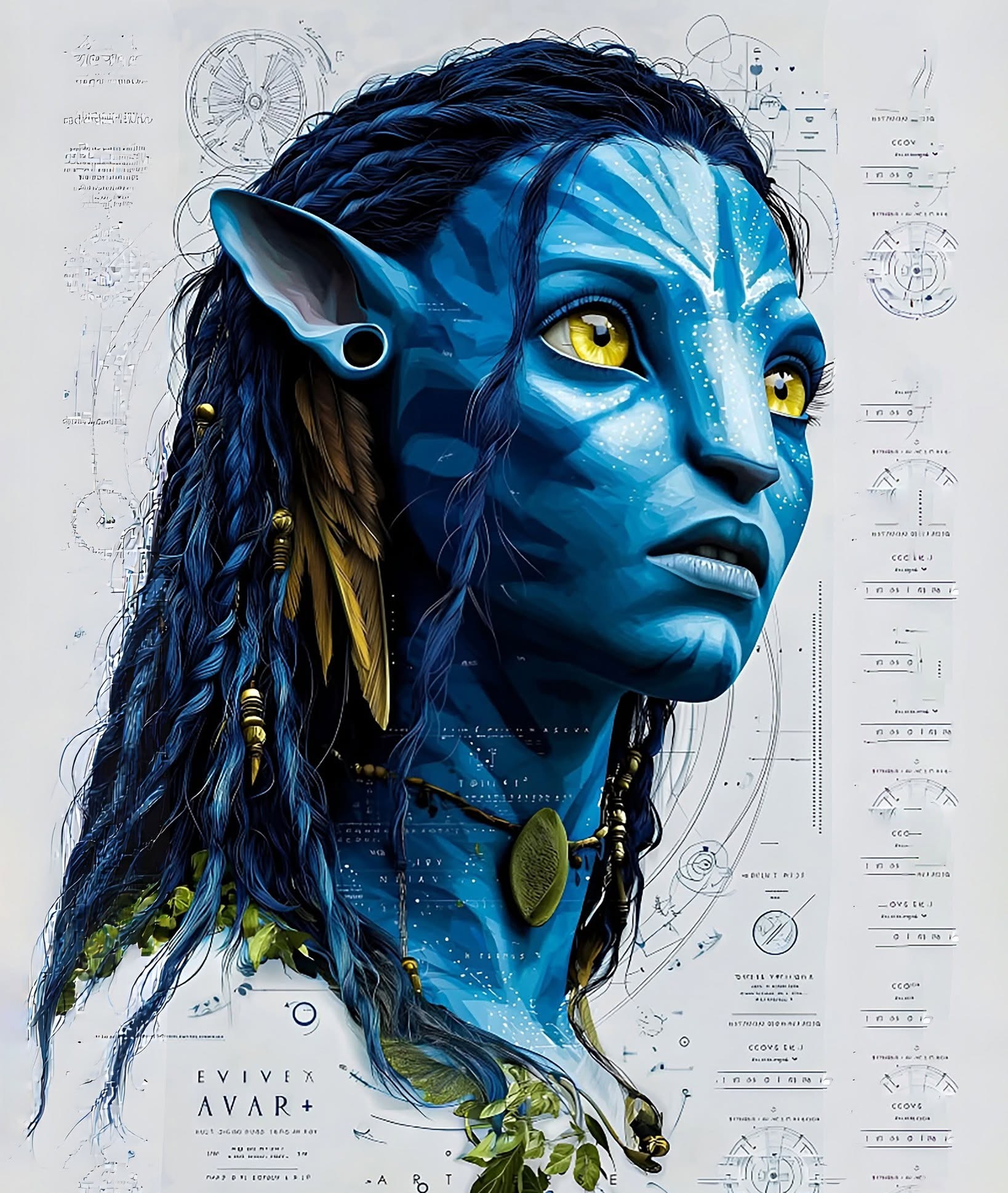 Futuristic Bioluminescent Na'vi Goddess