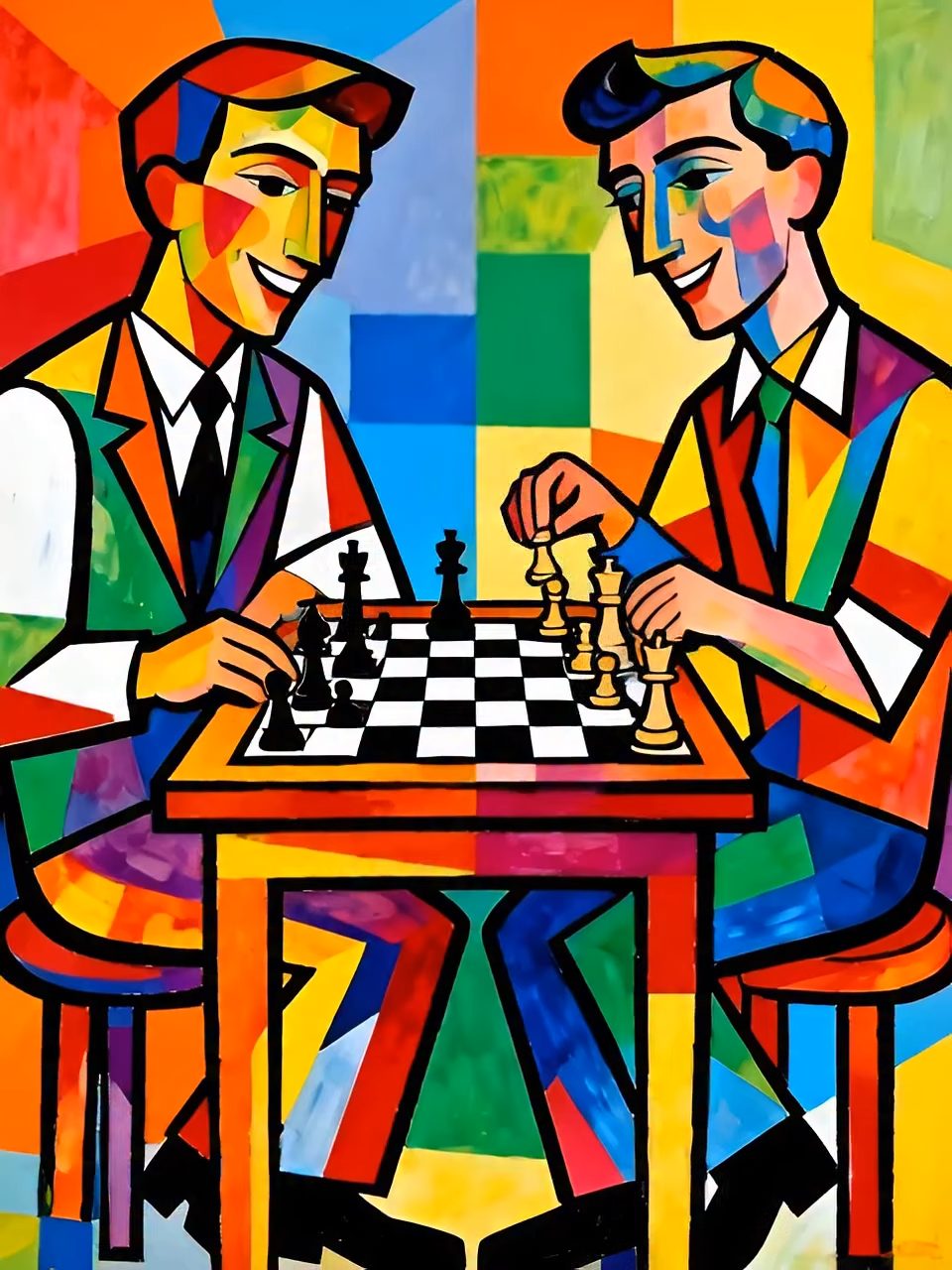Vibrant Pop-Art Chess Showdown