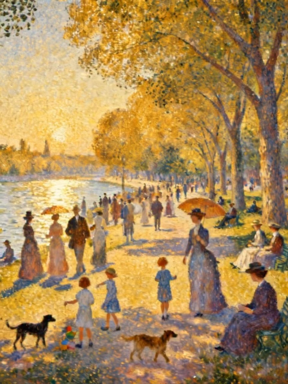 Painterly Golden Hour Riverside Stroll
