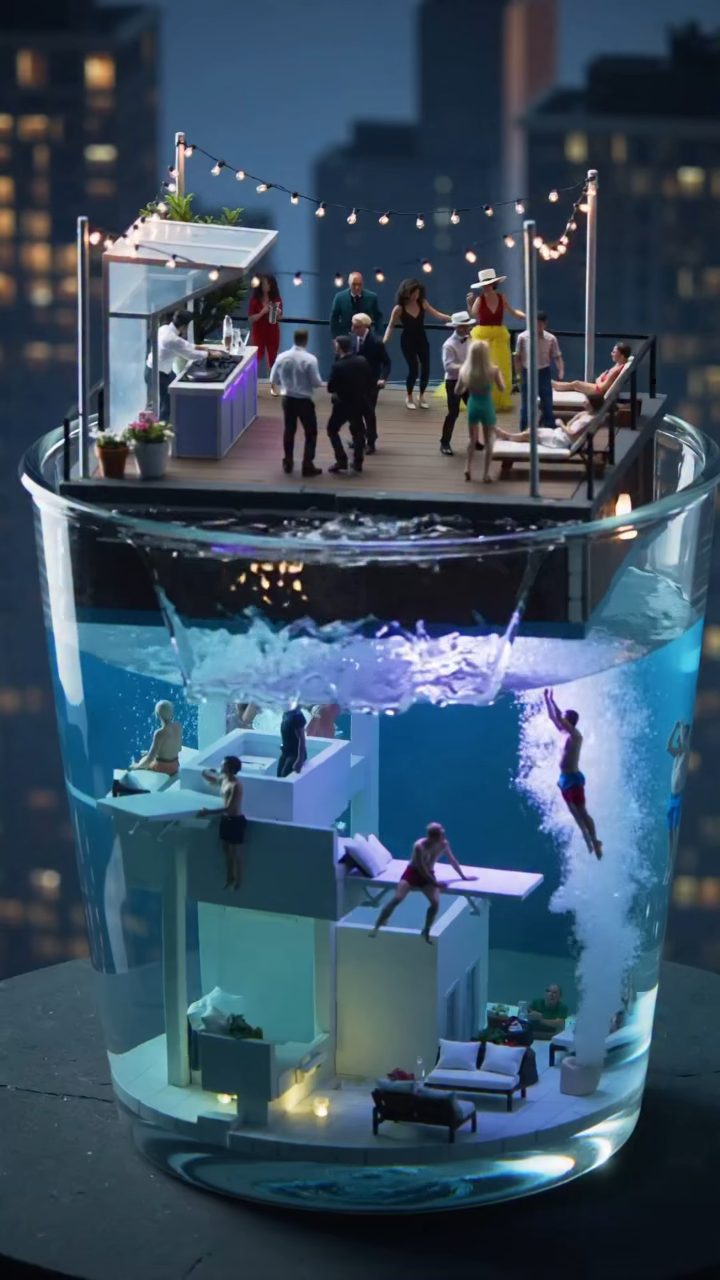 Glass Cup Dual-Layer Urban Party