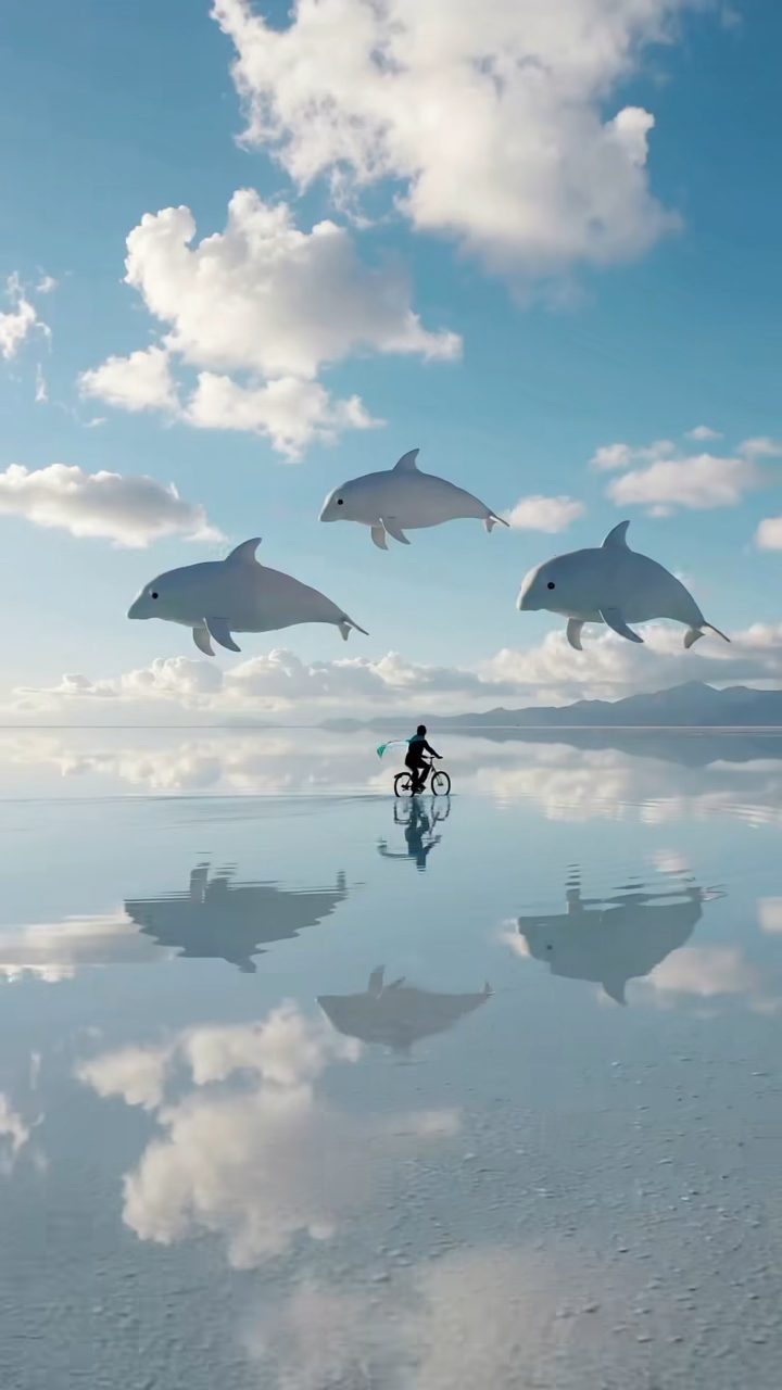 Ethereal Bike Ride Through Dolphin Cloud Flats