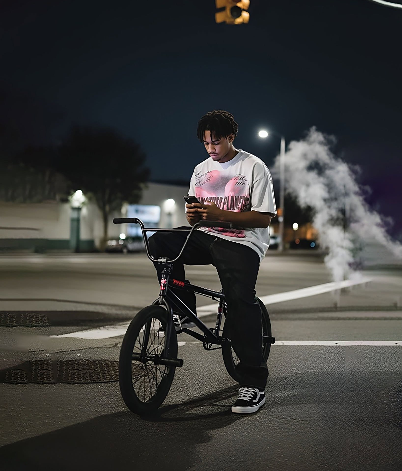 Red Light Glow: Cinematic BMX Solitude
