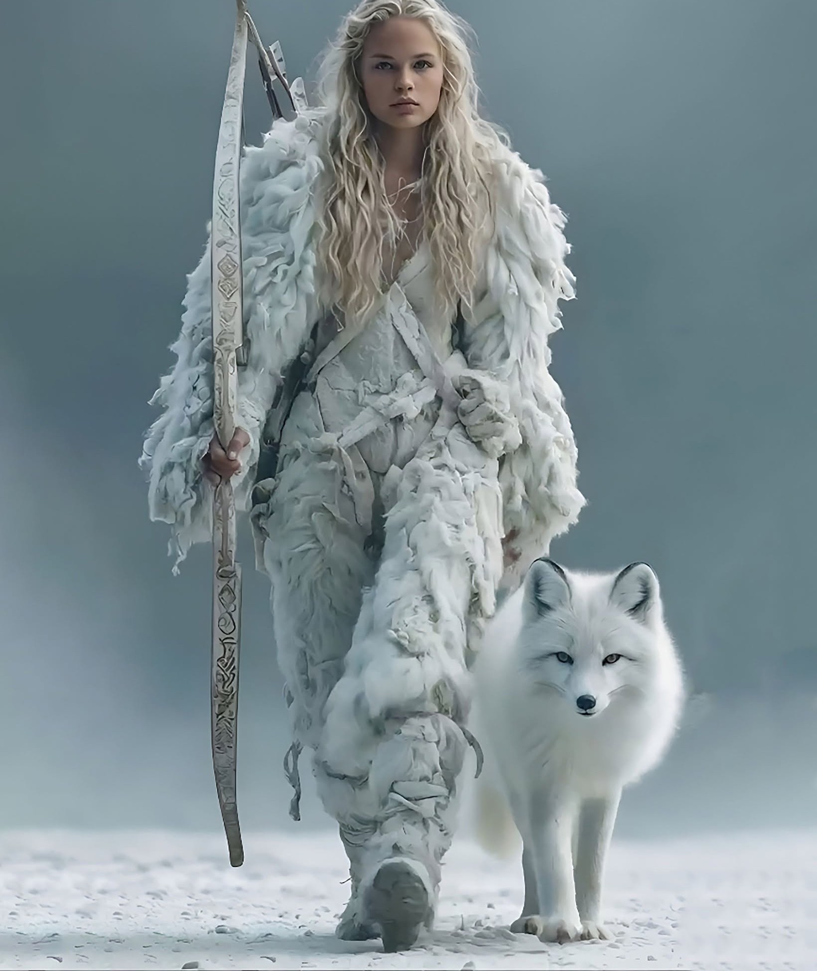Ethereal Snow Huntress & Arctic Fox