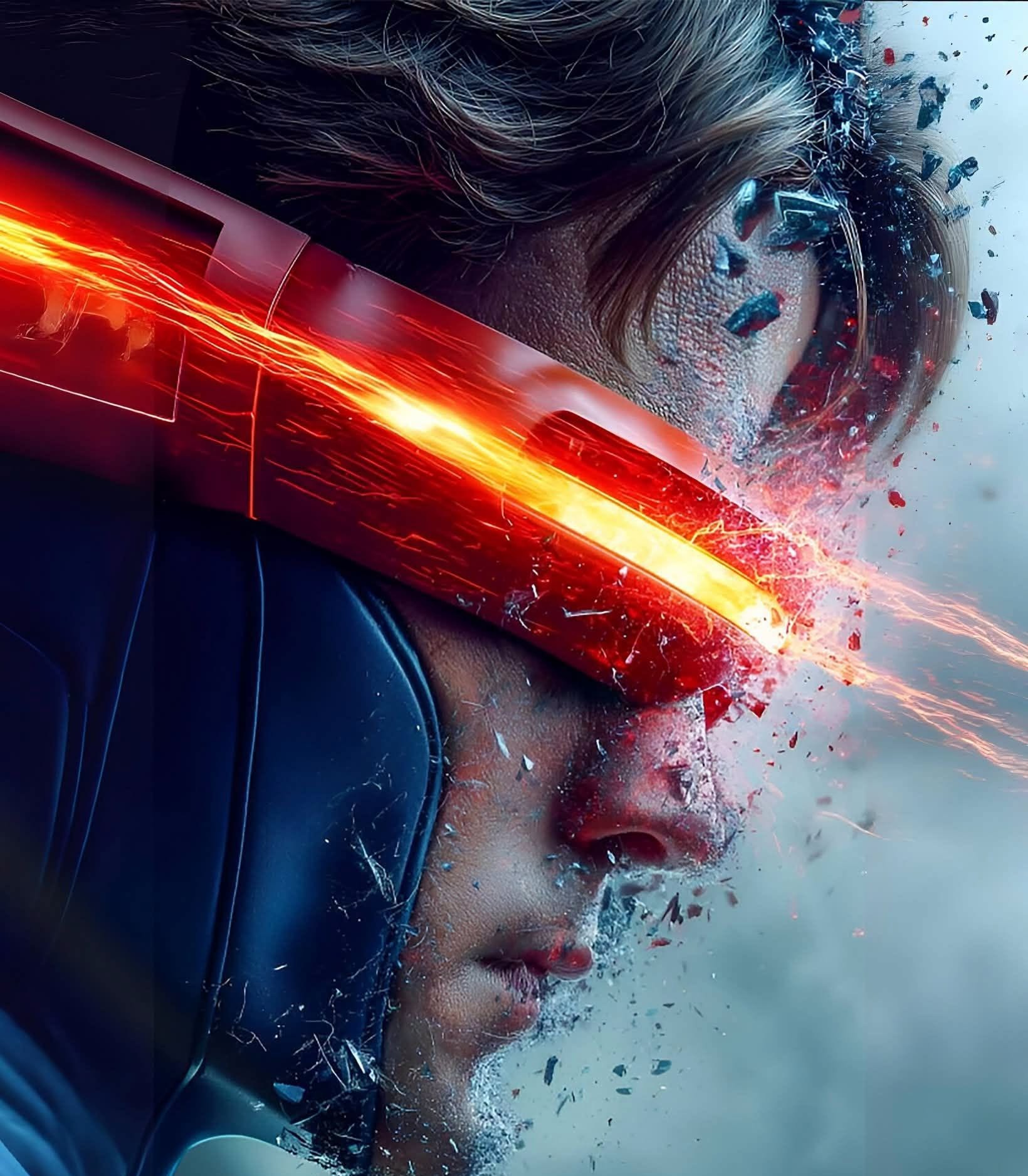 Red Visor Cyberpunk: Exploding Glass Face