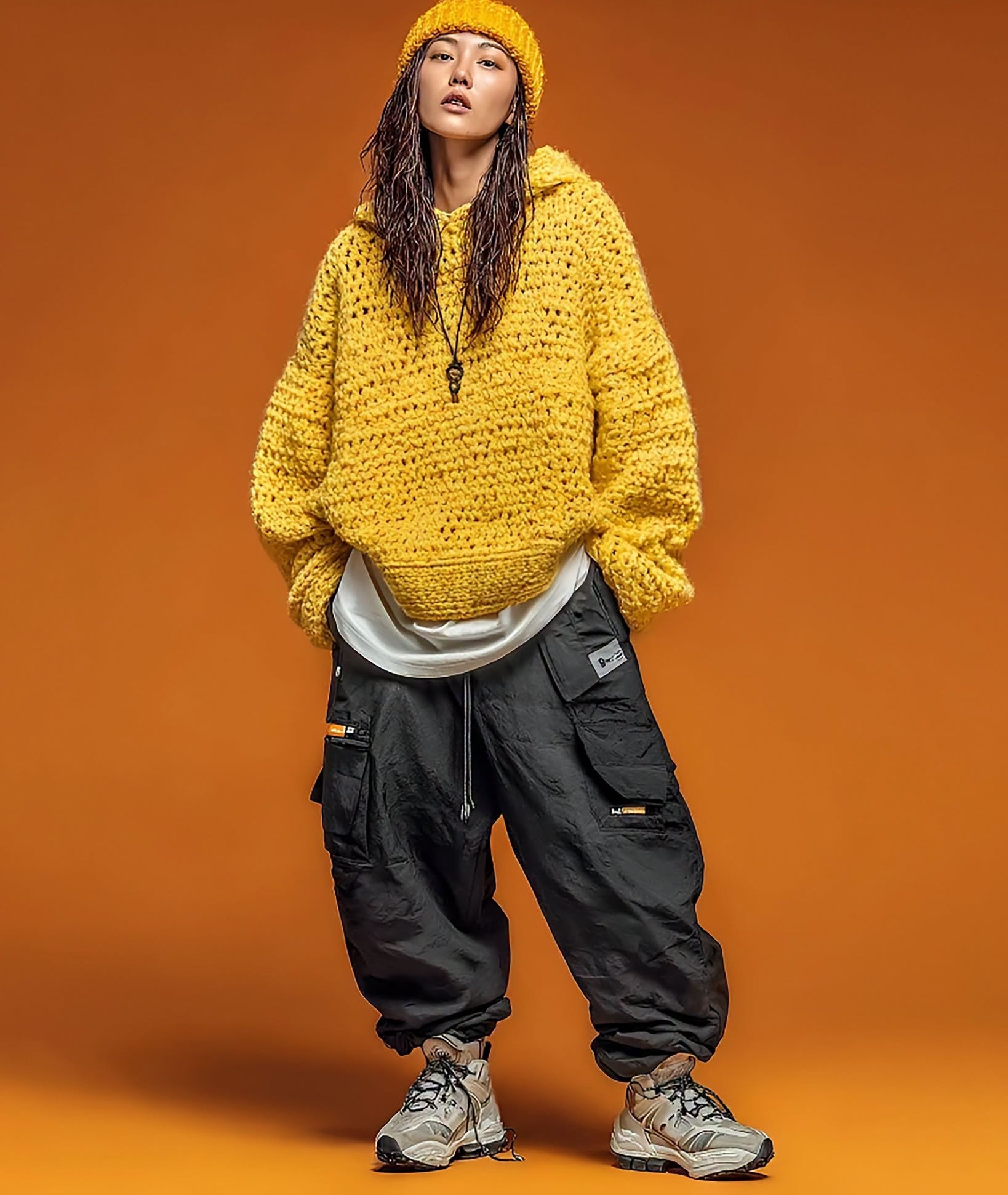 Chic Mustard Knit Streetwear Editorial