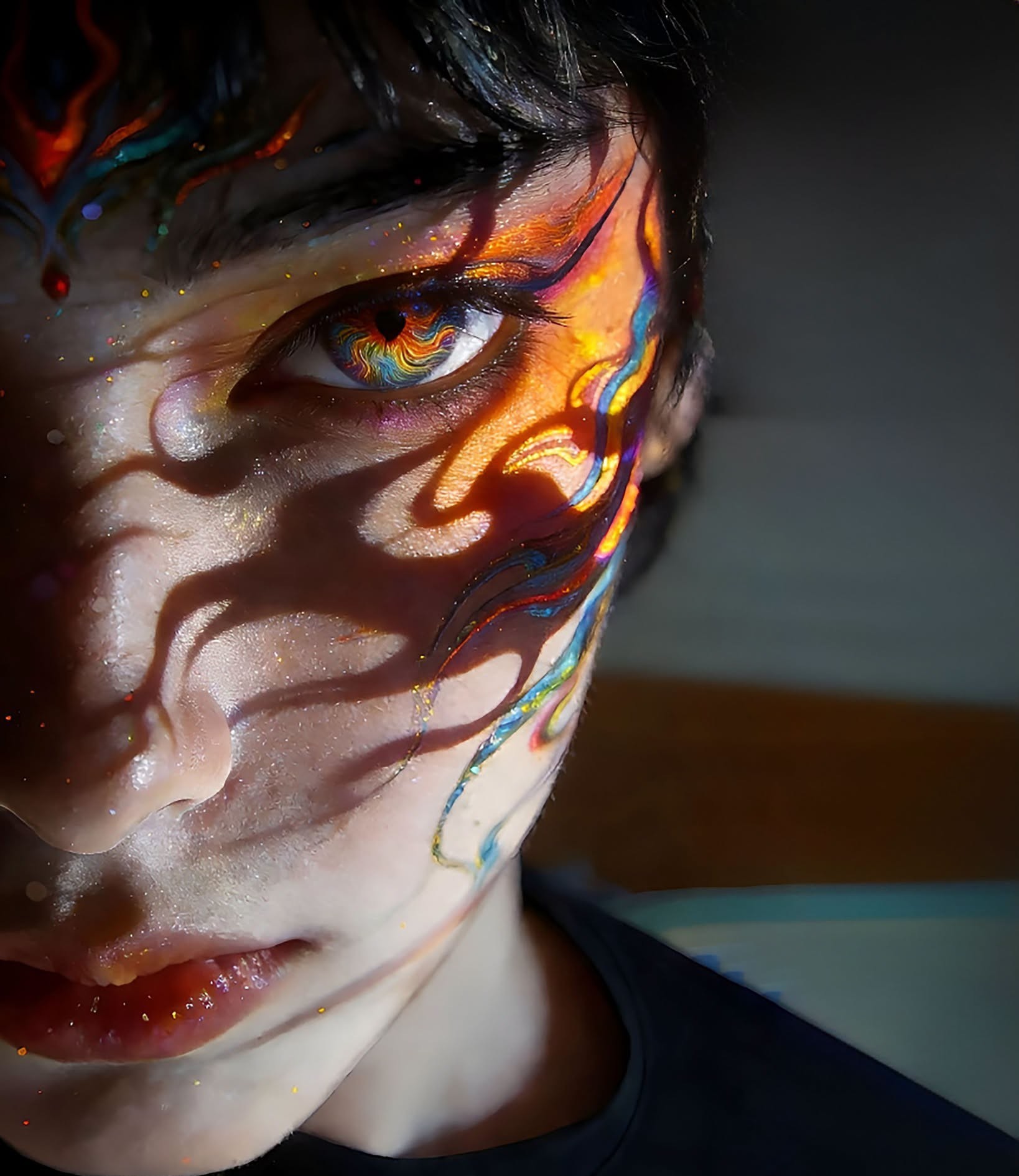 Rainbow Liquid Neon Cyberpunk Gaze