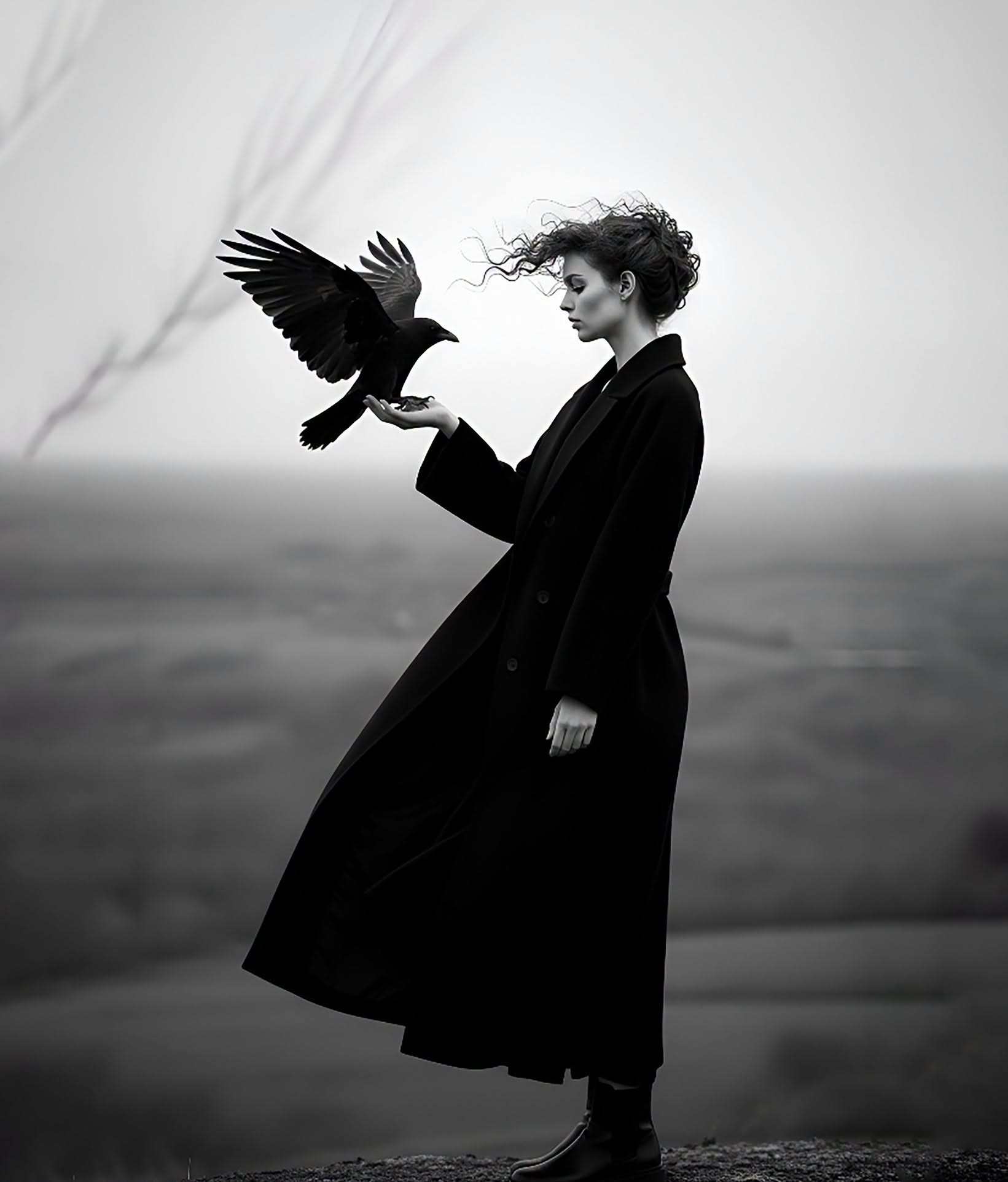 Windswept Gothic Maiden, Raven's Embrace