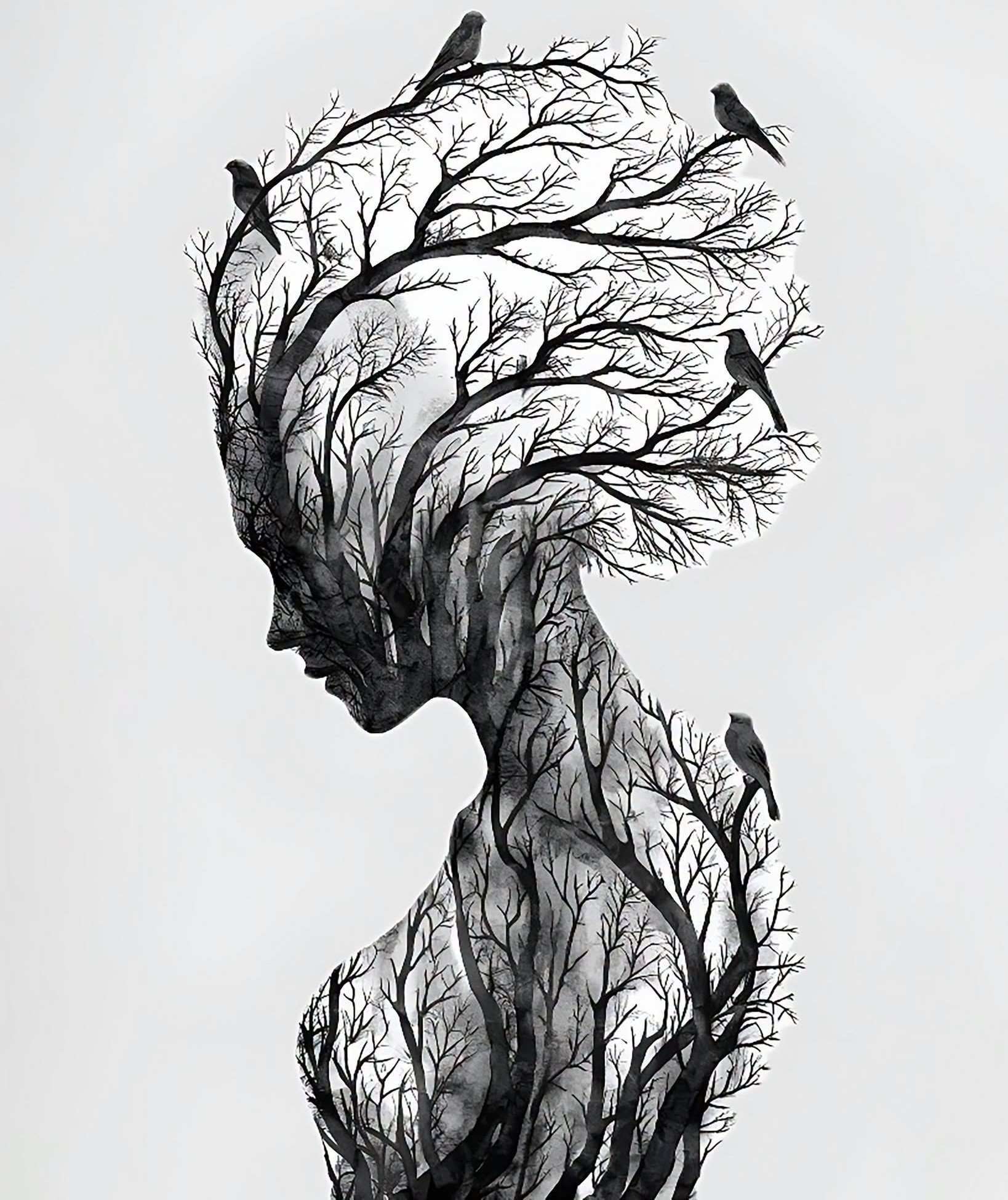 Surreal Forest Soul: Woman's Raven Crown