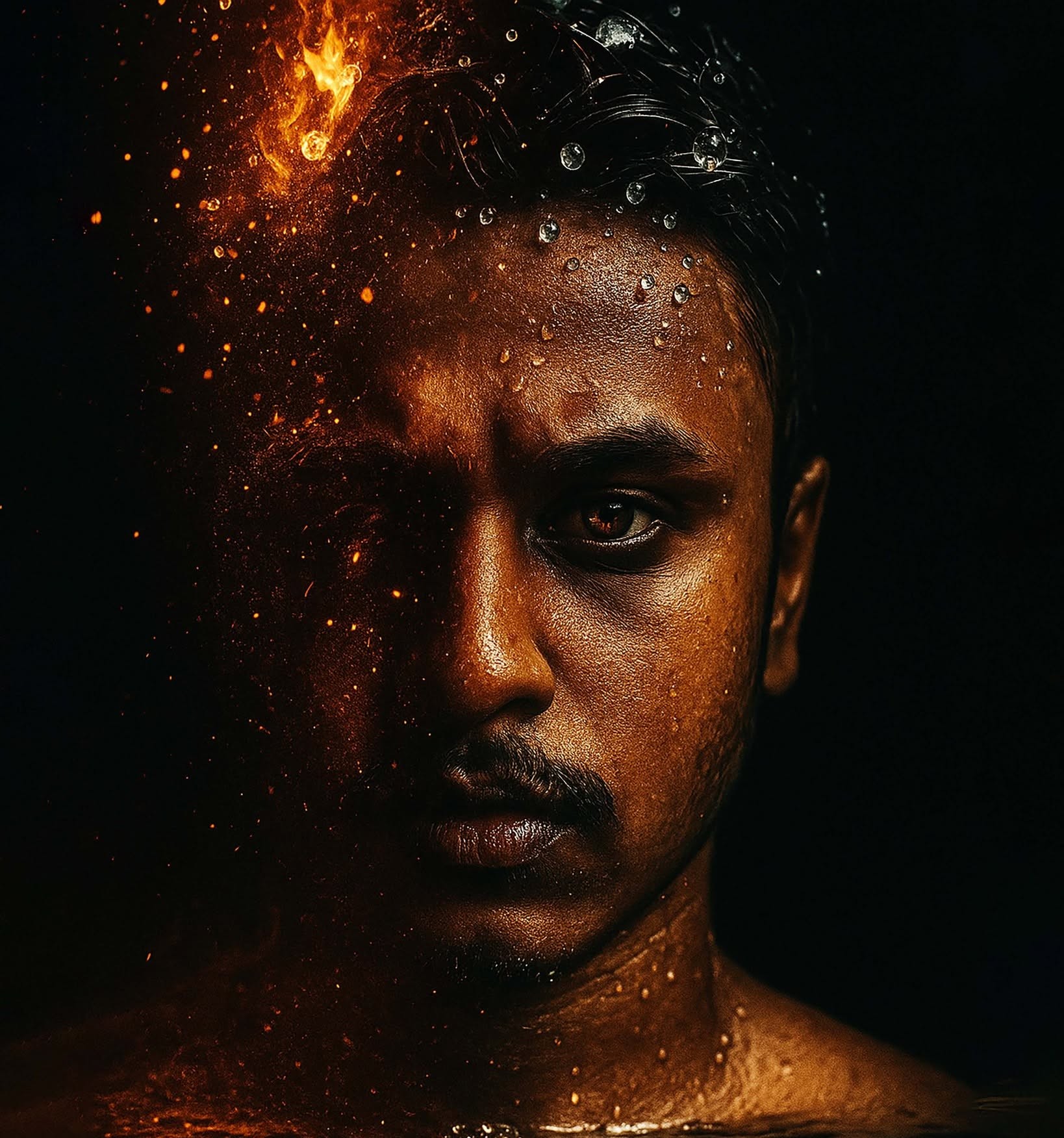 Fiery Ice Water Cinematic Portrait