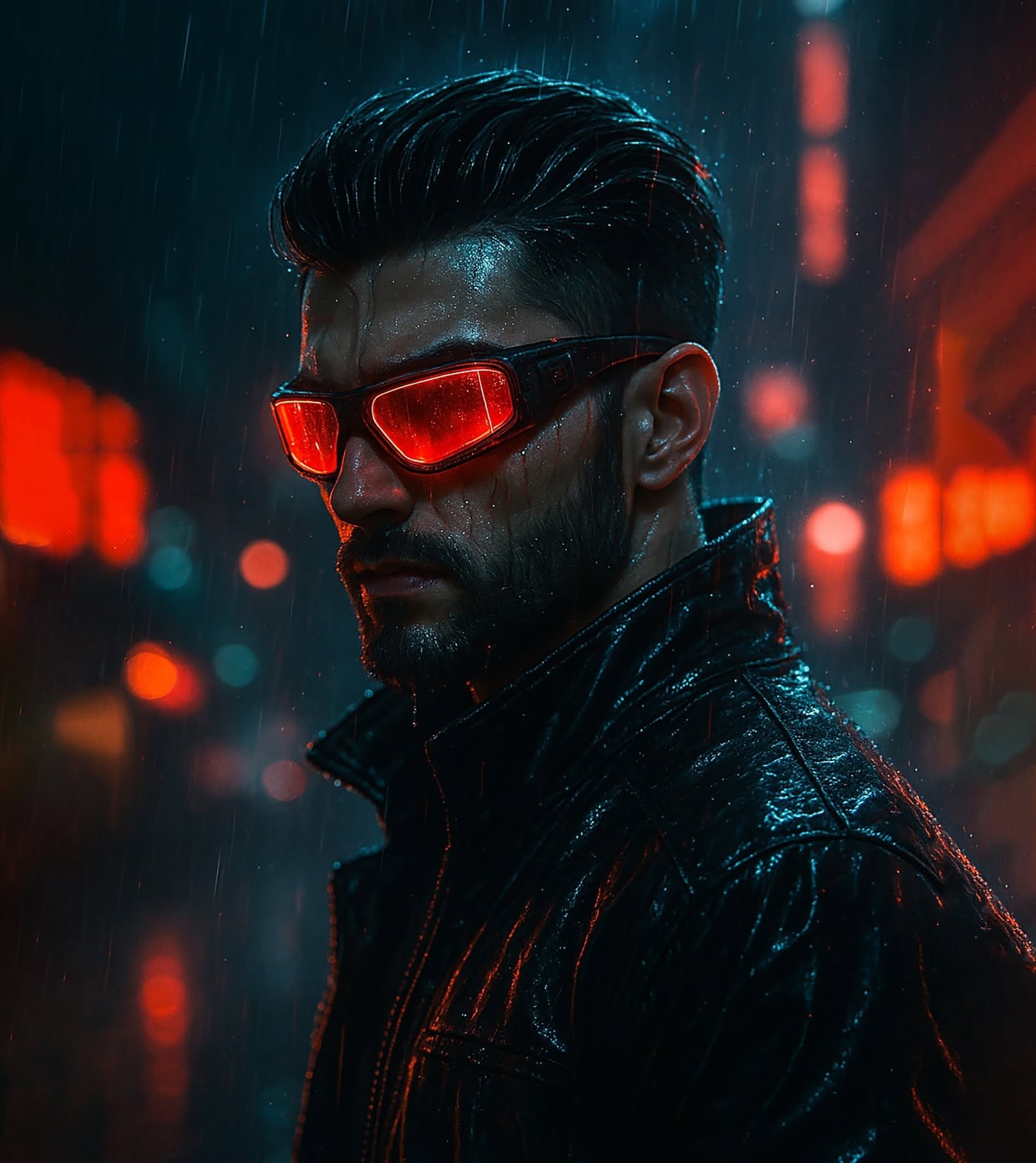 Red Goggle Cyberpunk Night