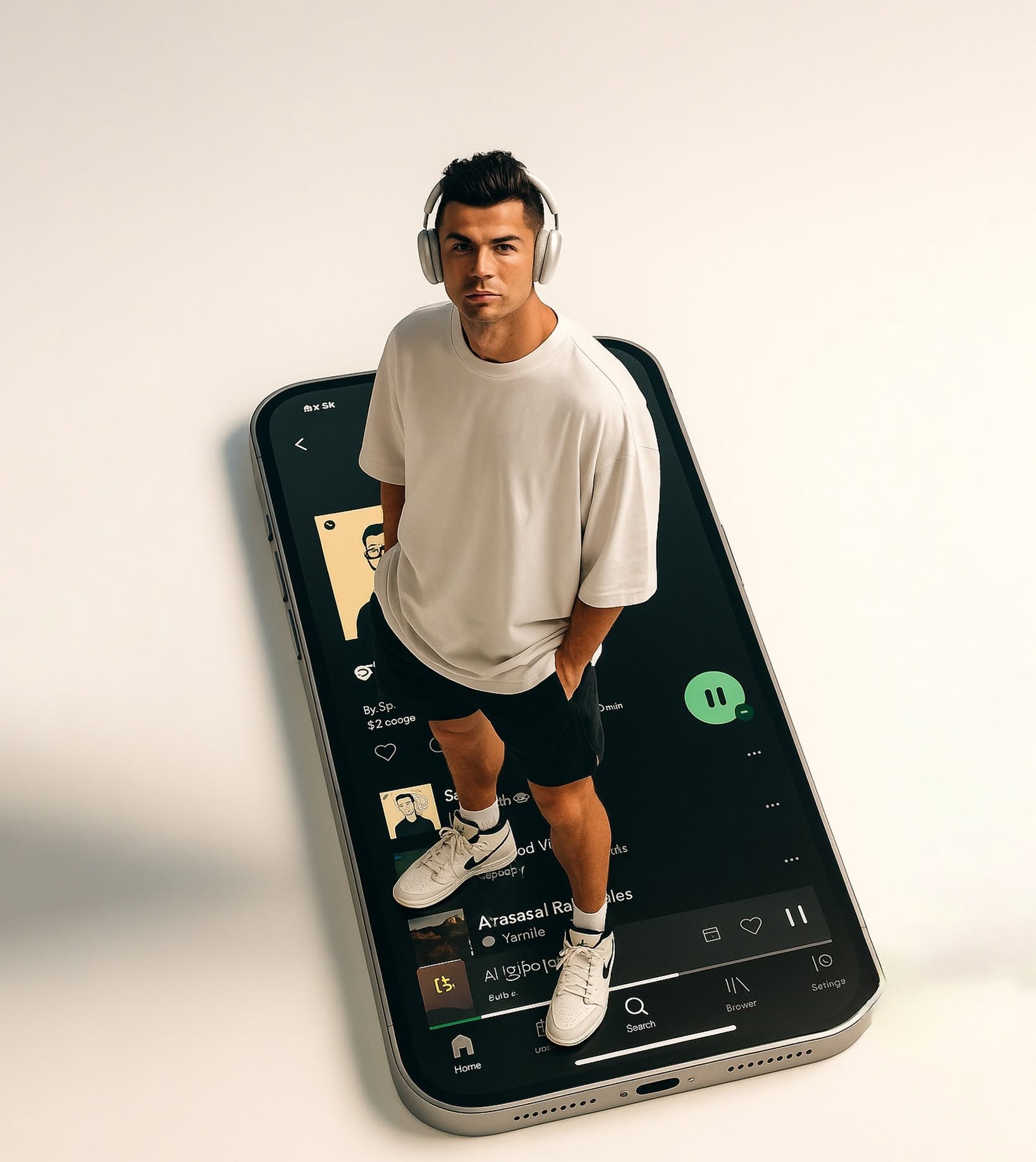 Top-Down: Model on Giant Spotify iPhone