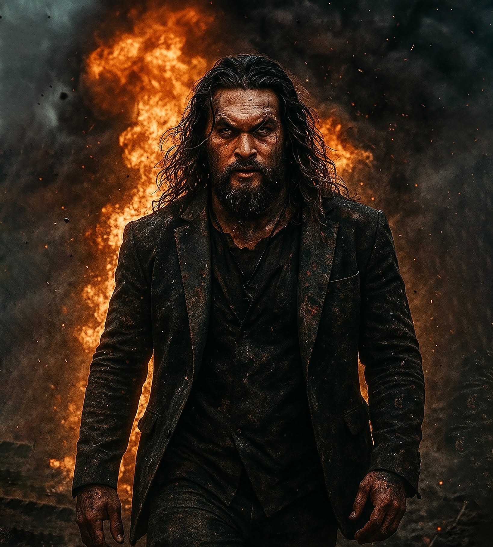 Cinematic Fiery Hero Emerges
