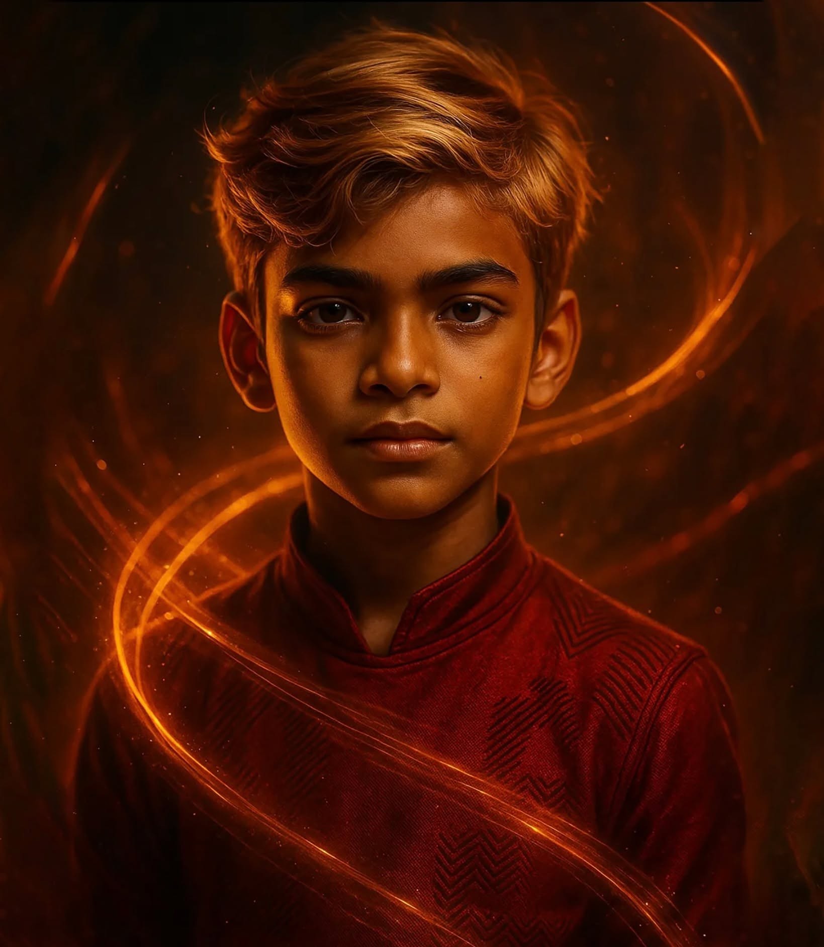 Golden Boy Futuristic Red Glow