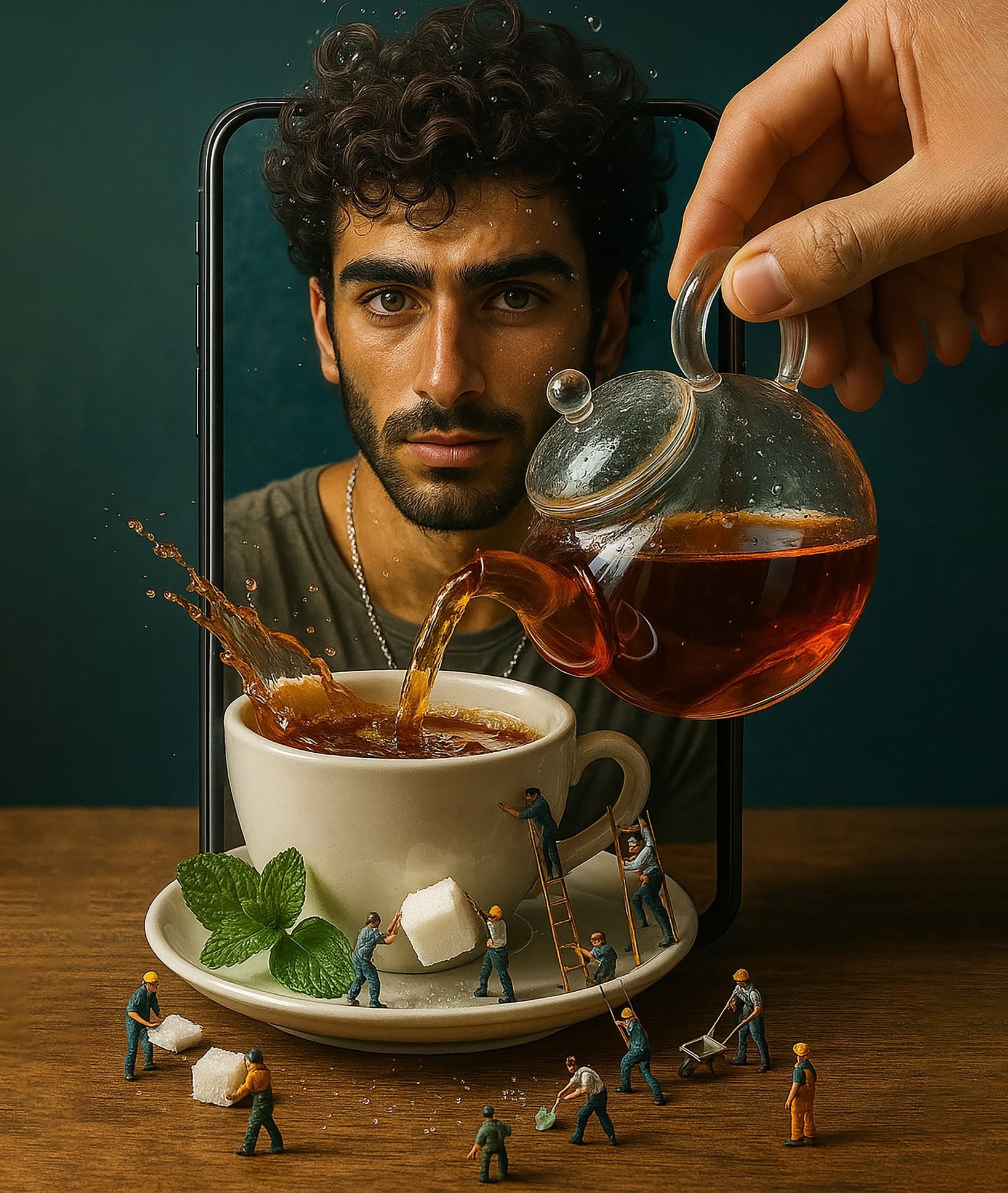 Surreal Phone Screen Tea Fantasy