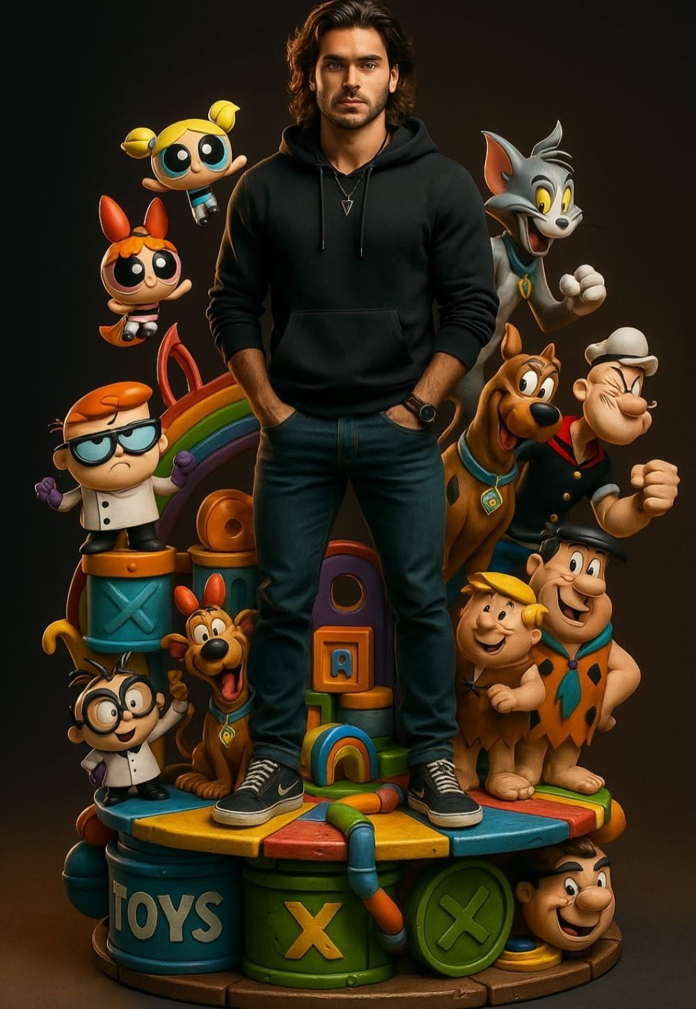 Collectible Man on Cartoon Toy Pedestal