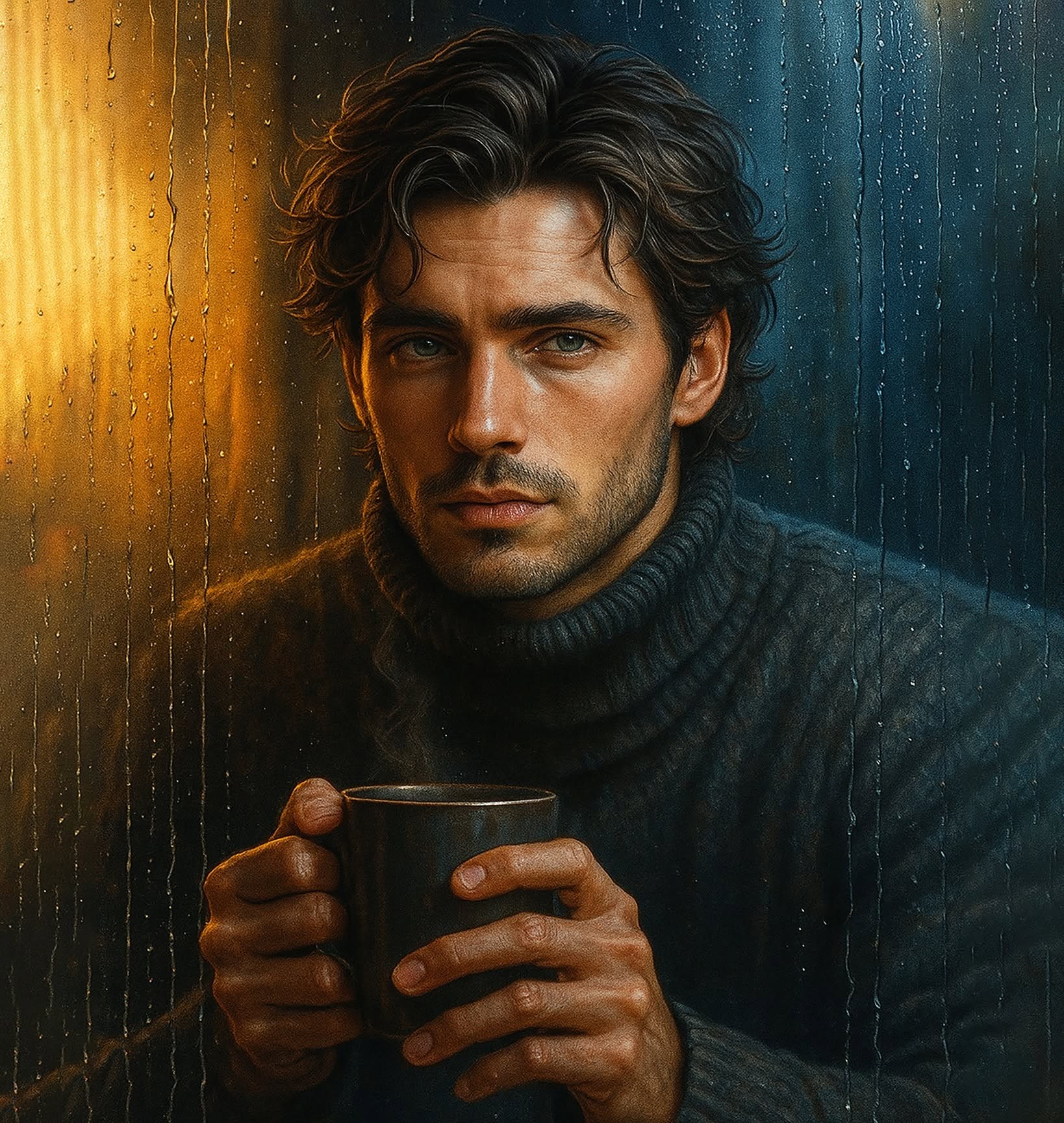 Rainy Window Coffee Comfort