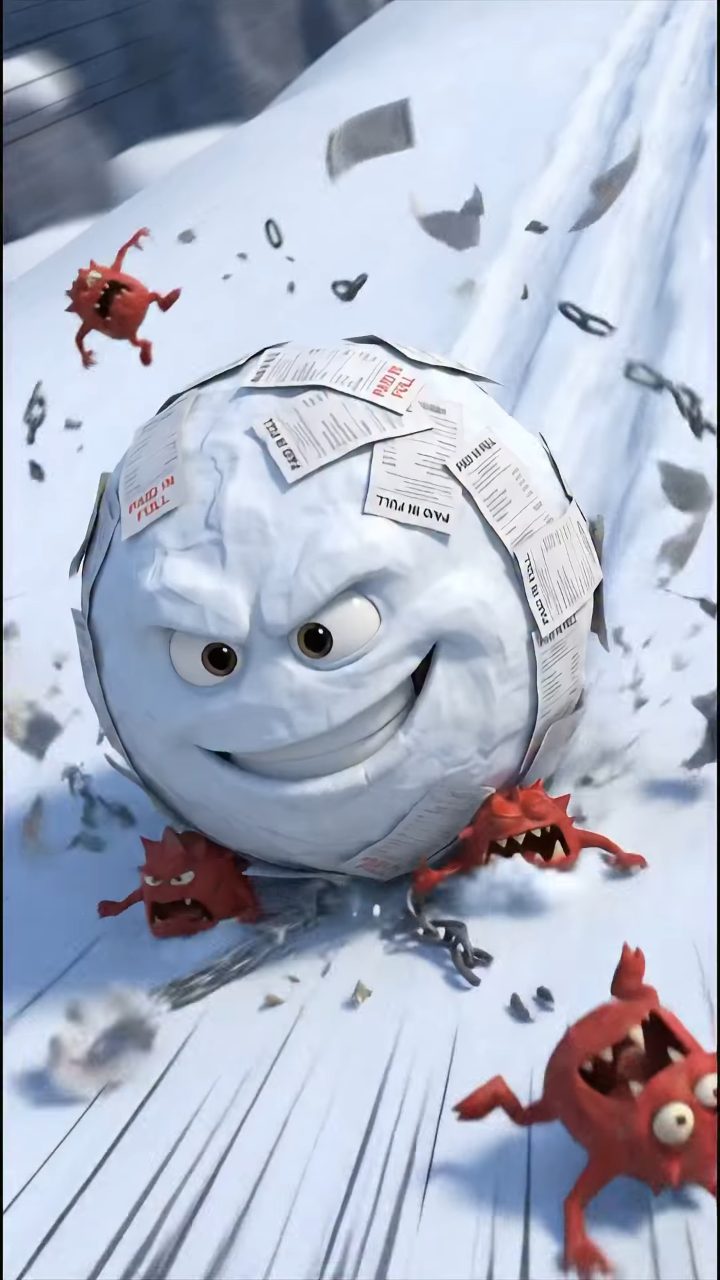 Debt Snowball Crushing Debt Monsters