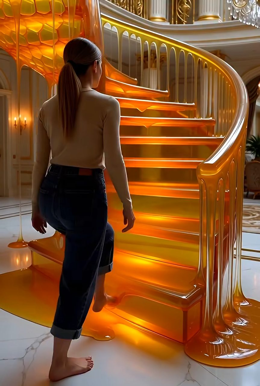 Golden Honeycomb Staircase Barefoot Climb