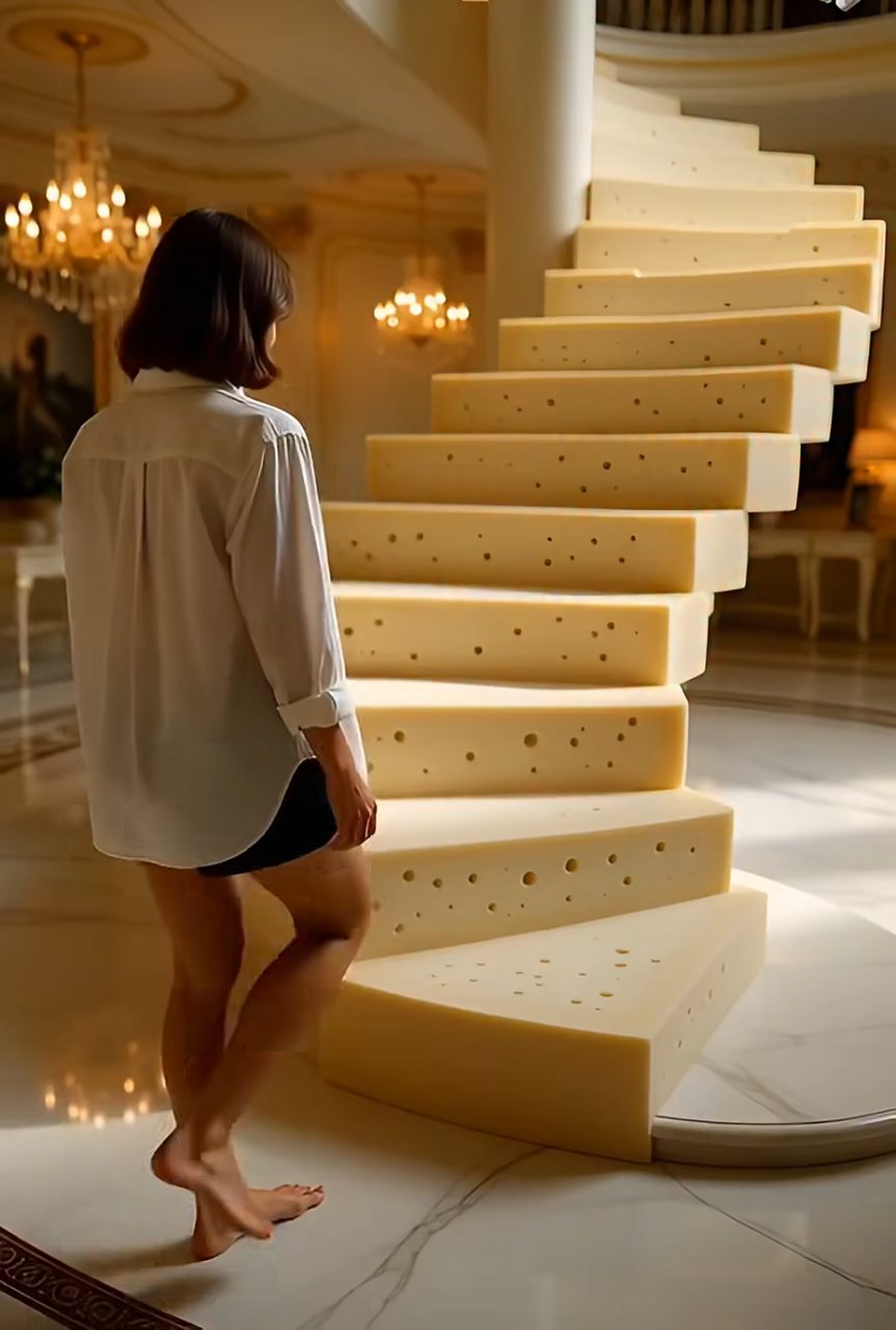 Opulent Cheese Staircase: Crumbling Ascent