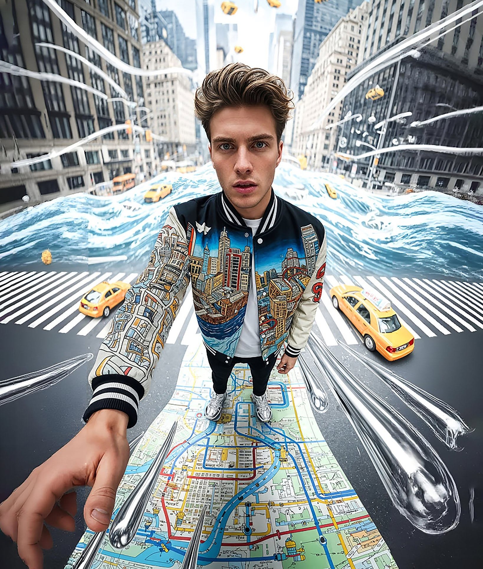 Floating Taxis Surreal City Selfie