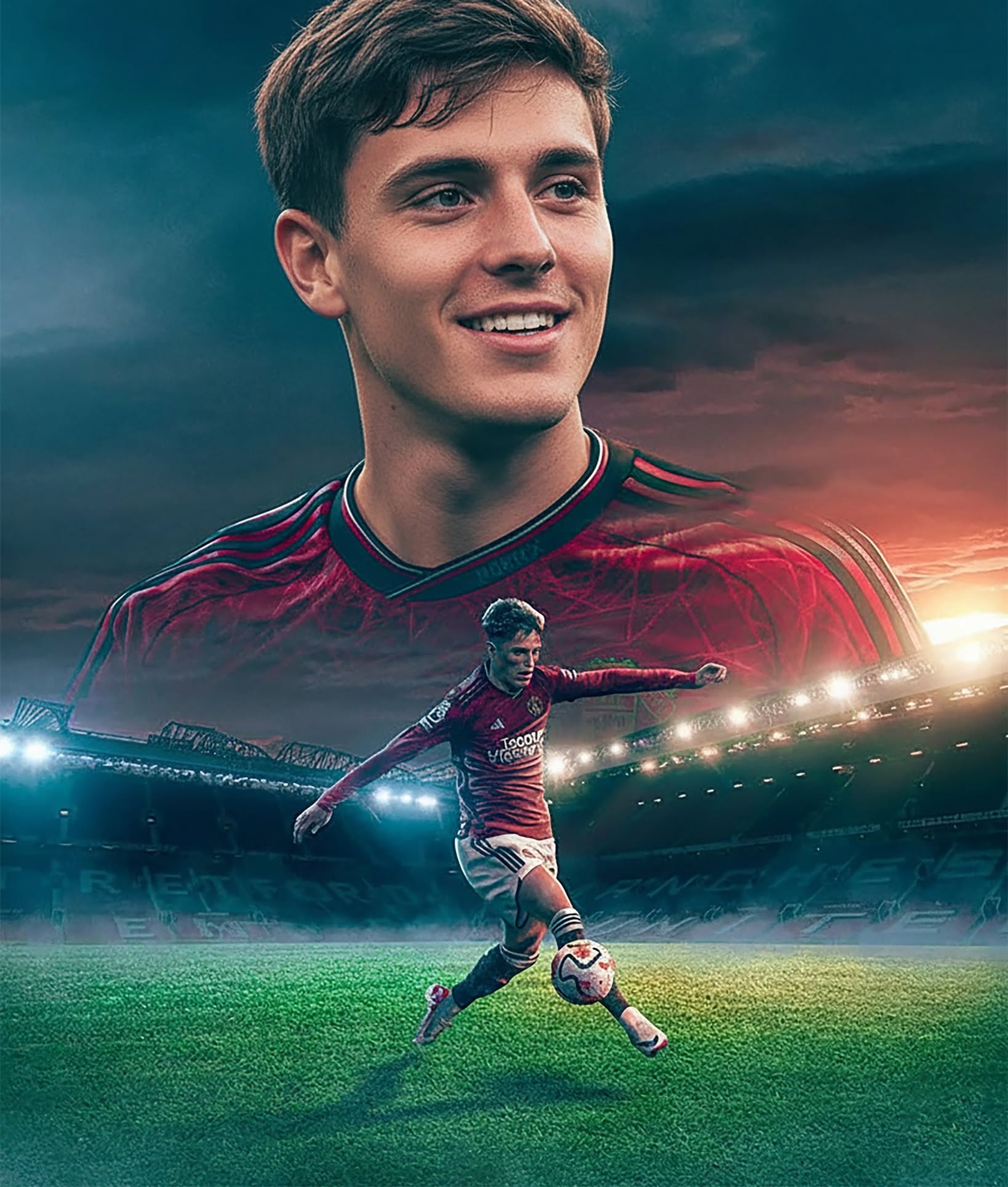 Red Devil's Epic Kick: Sunset Stadium Dream