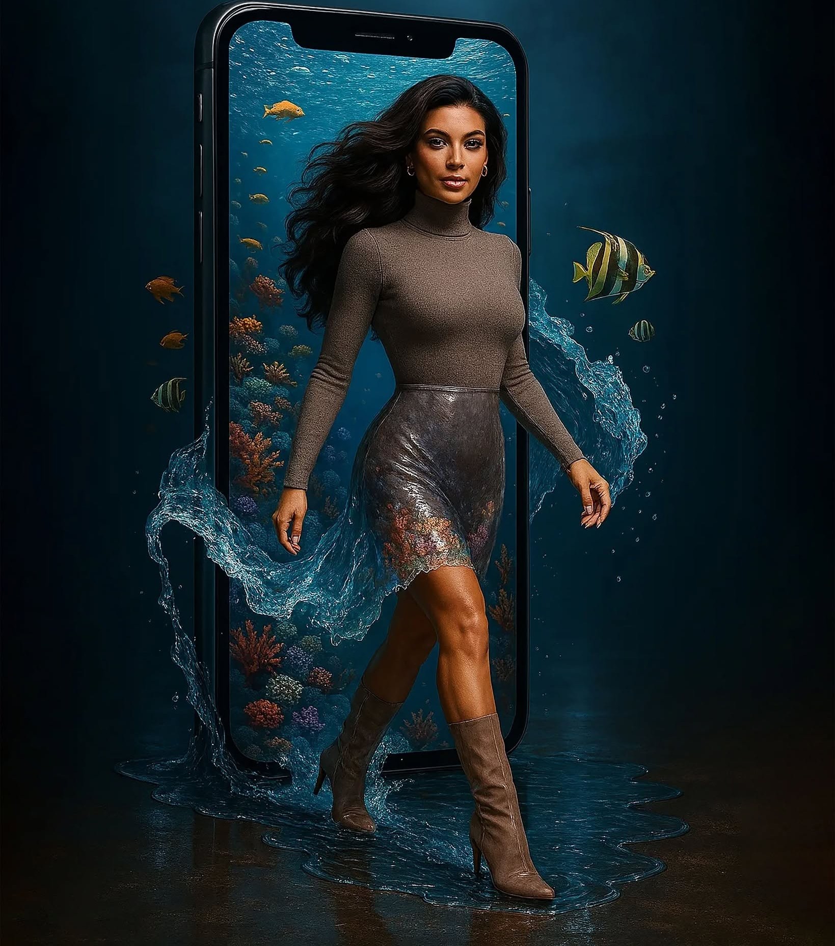 Cinematic Ocean Portal Woman Emerges
