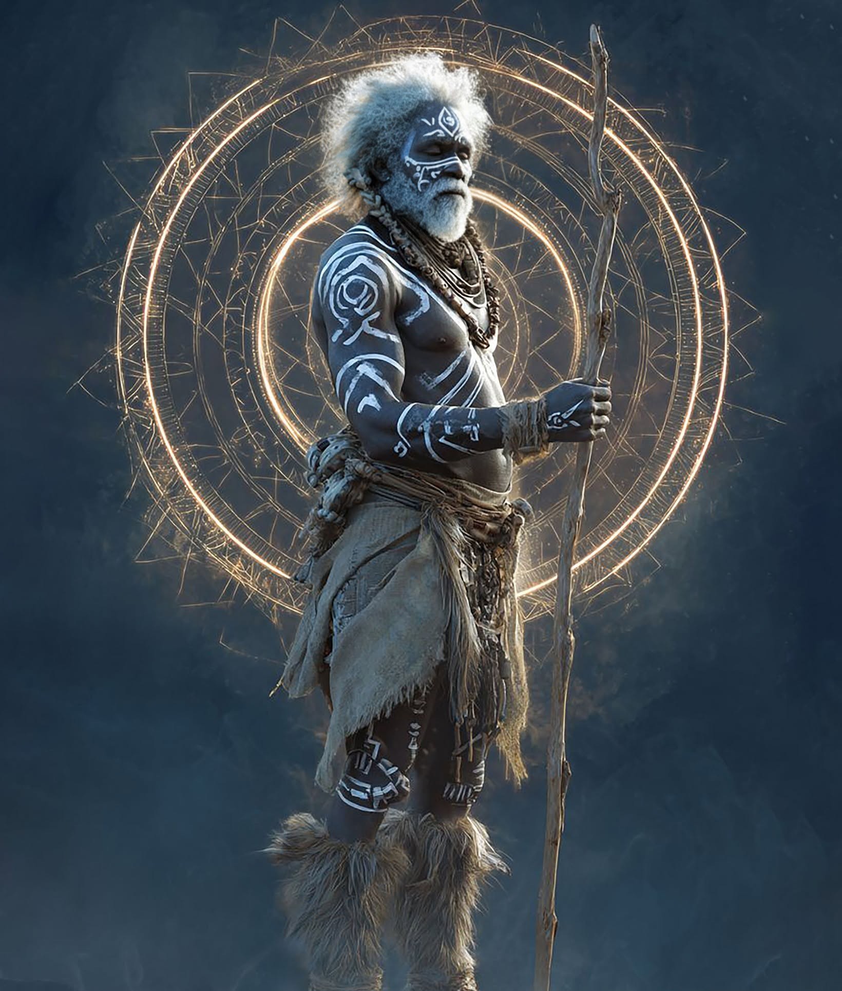 Ancient Glowing Tribal Sage Warrior