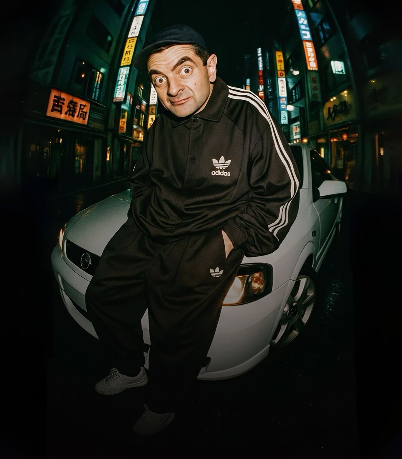 Quirky Street Man, Neon Asian Night