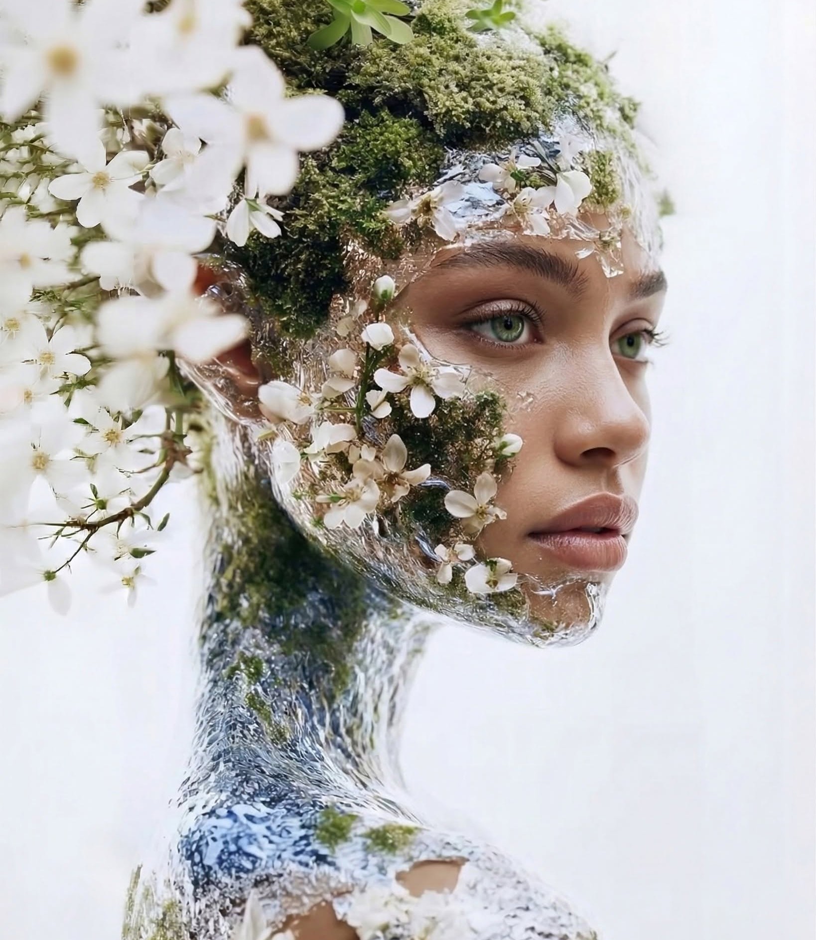 Luminous Botanical Goddess: Chrome Fusion