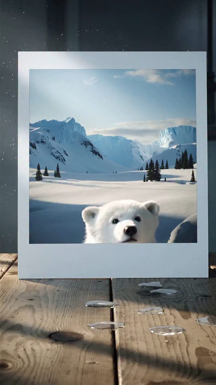 Adorable Cub Leaps From Polaroid