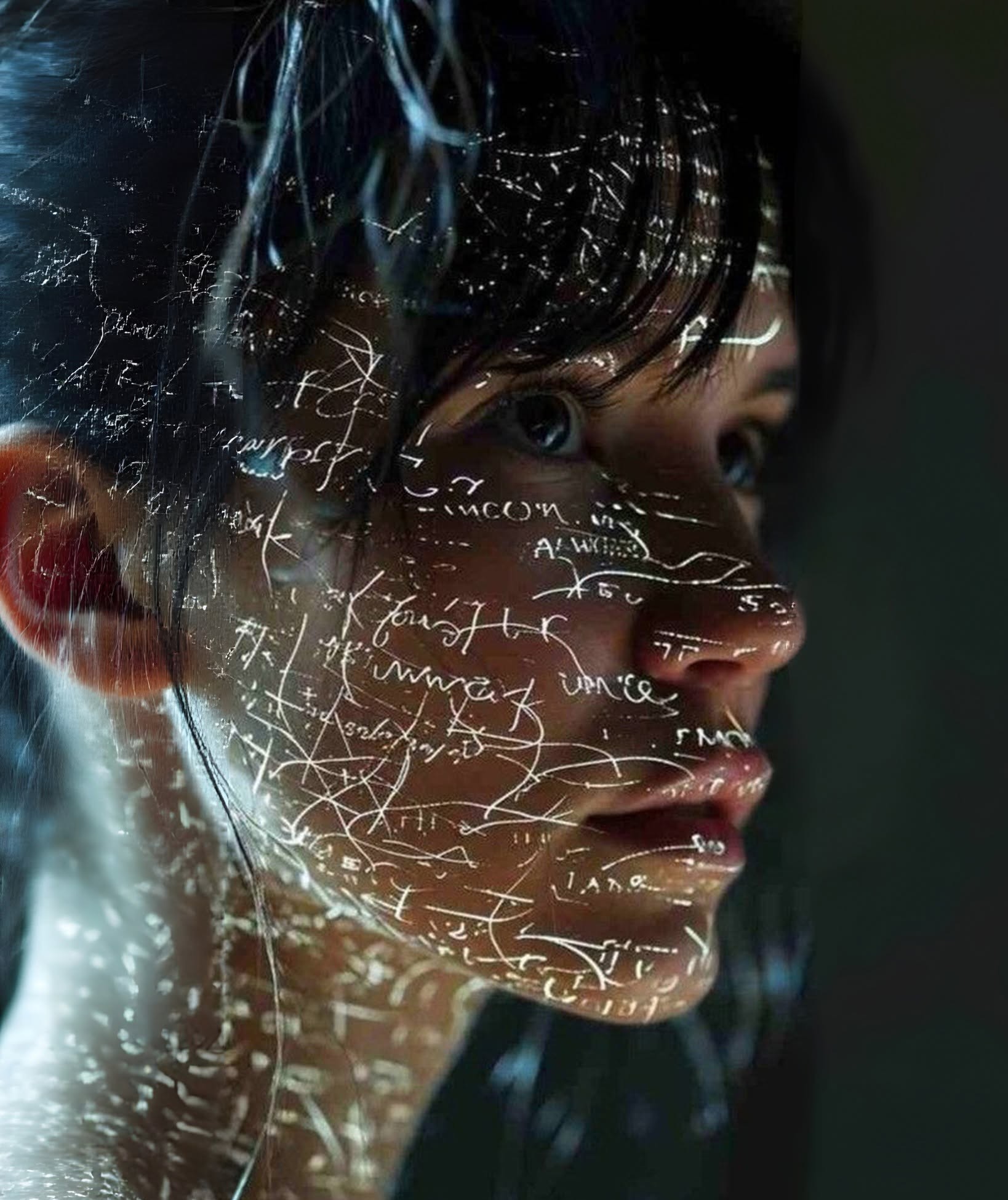 Cyberpunk Equation Hologram Portrait