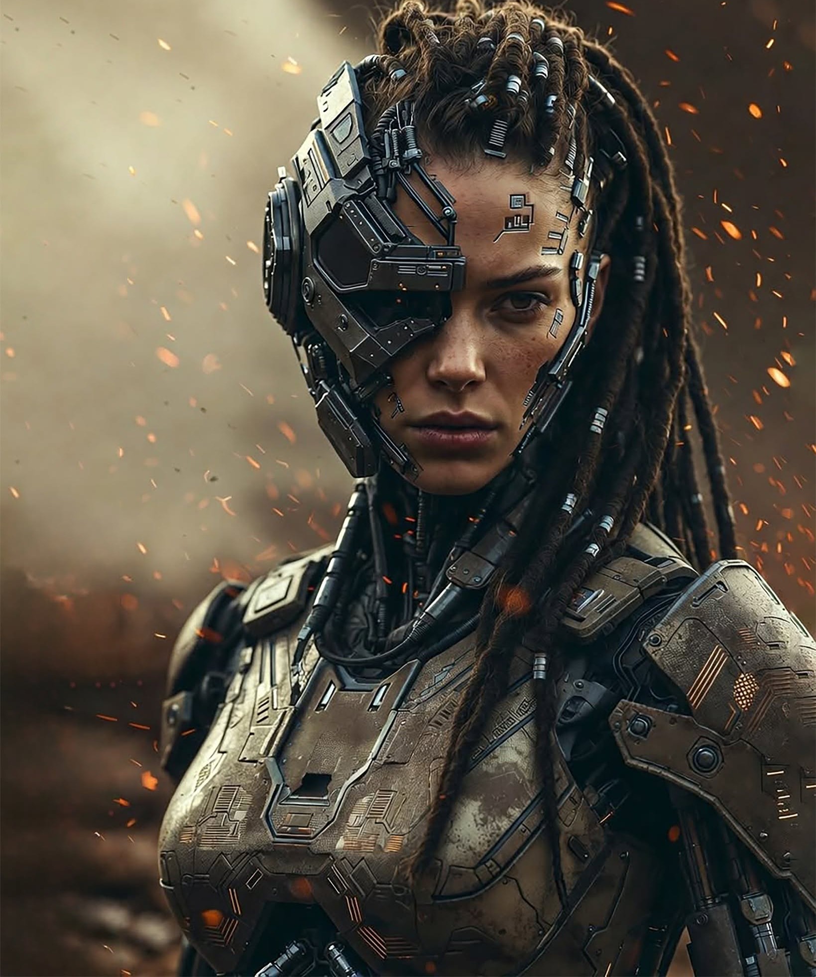 Cinematic Cyberpunk Warrior Portrait