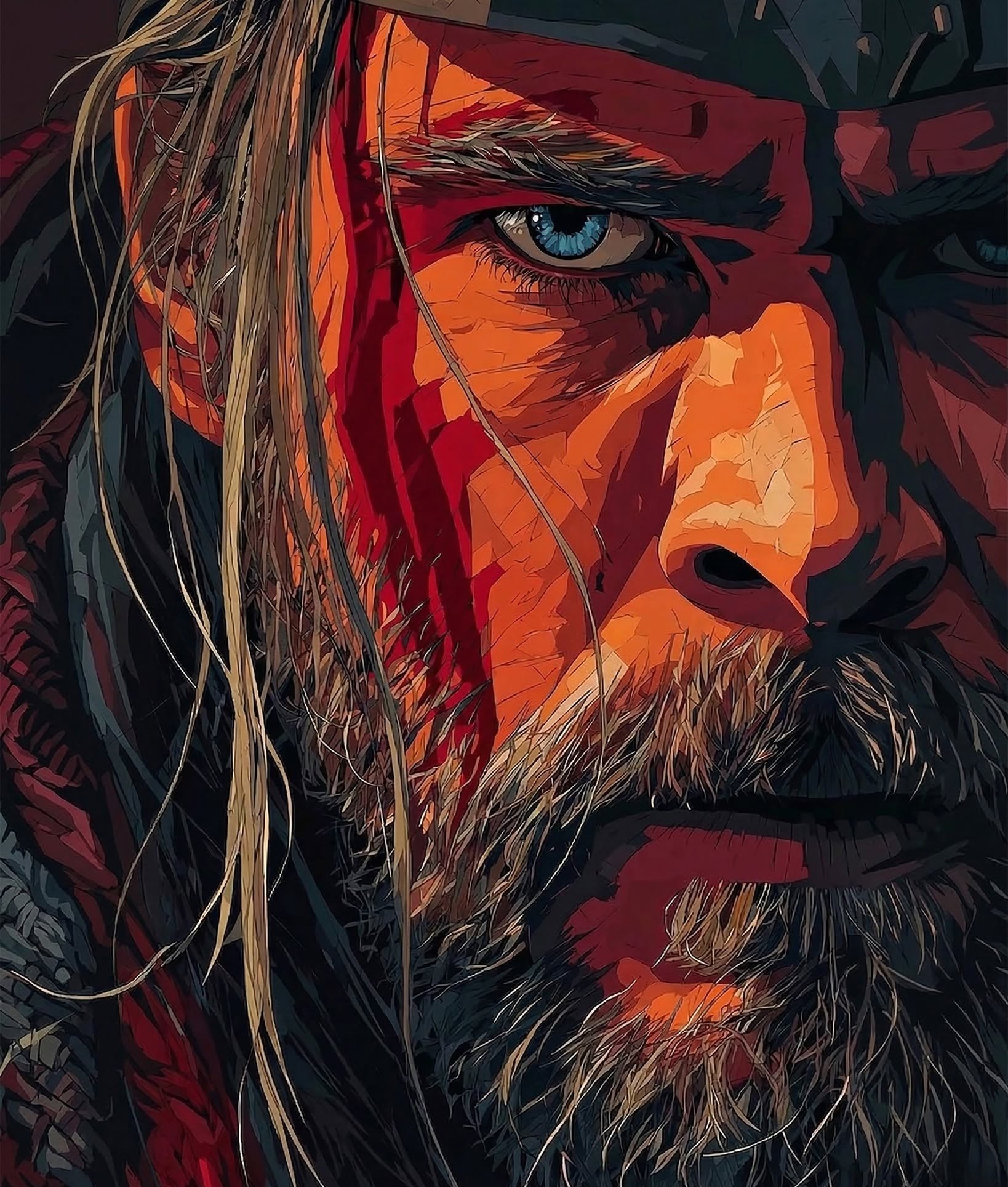 Intense Norse Warrior Graphic Novel Face