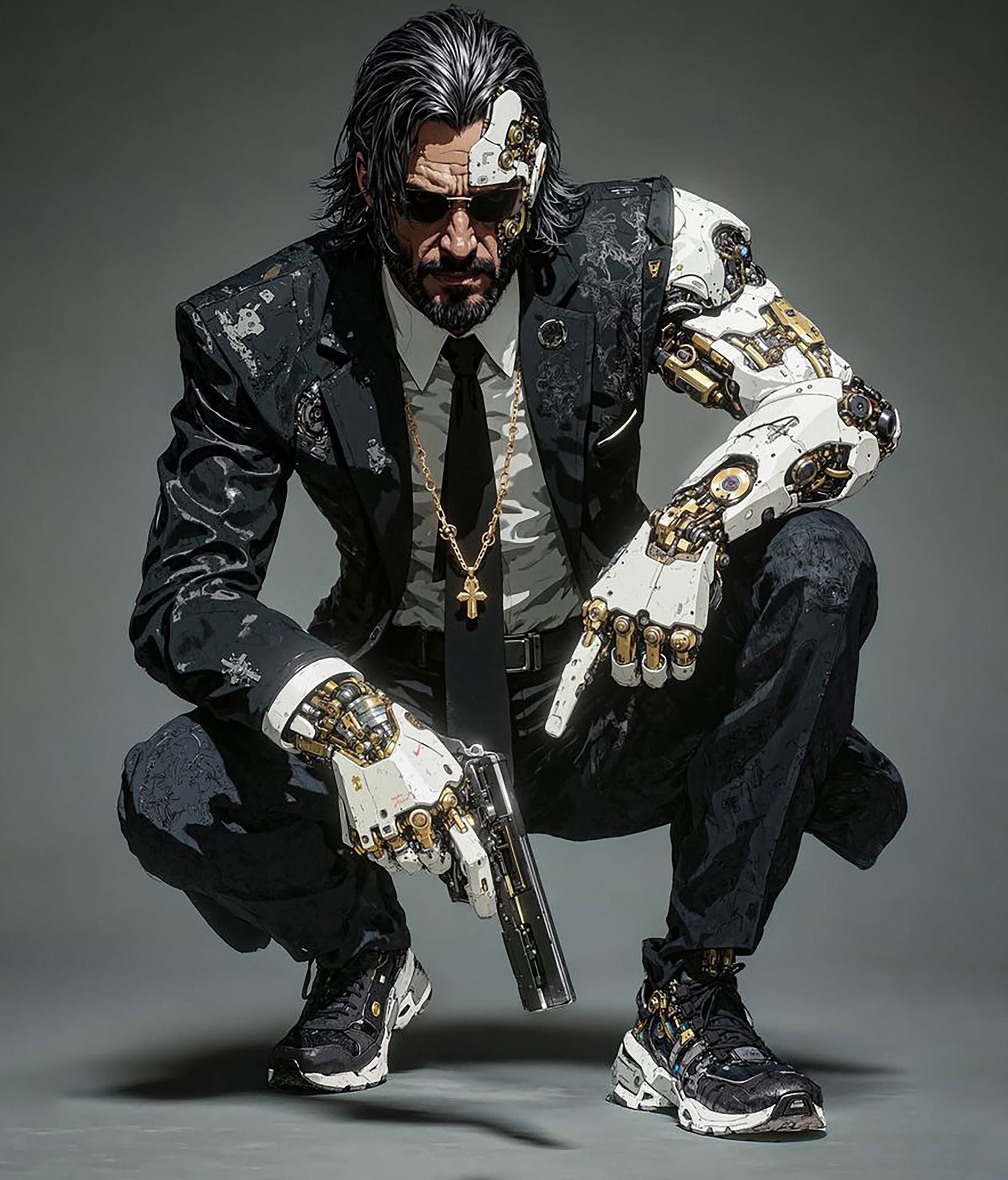 Gold Cyber-Assassin: John Wick's Dark Future