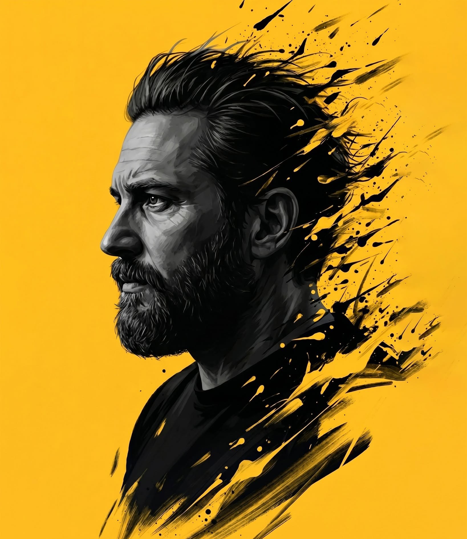 Rugged Man: Yellow Ink Splatter Poster