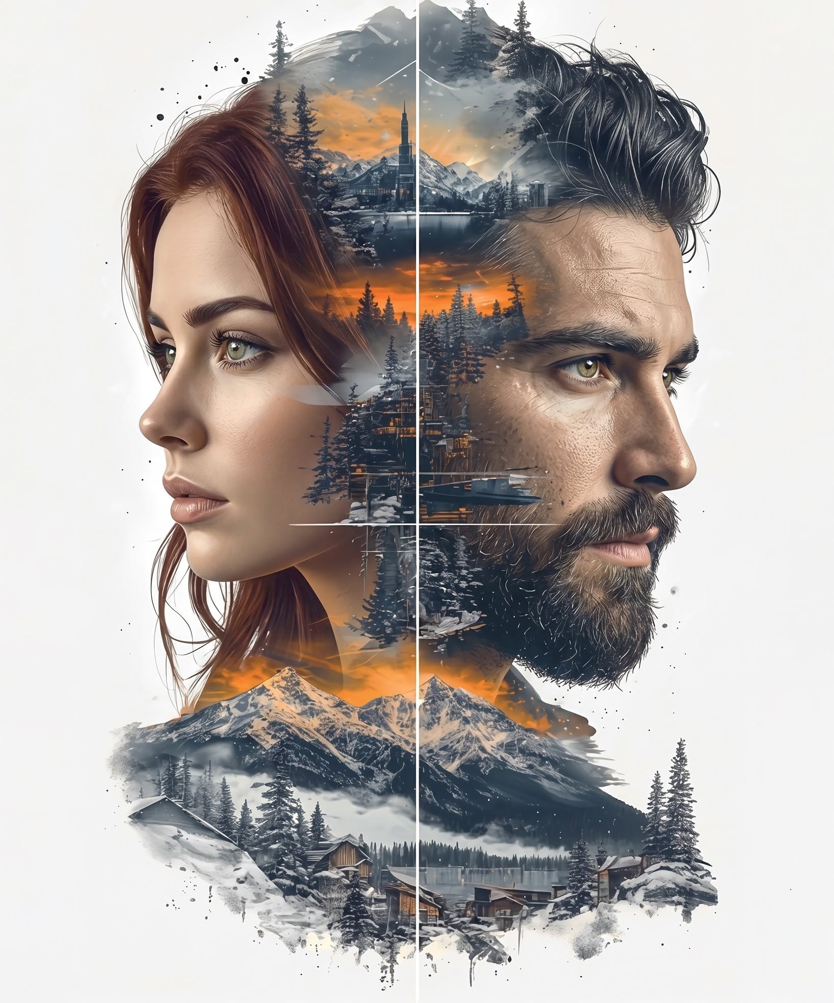 Surreal Split Mountain Portrait