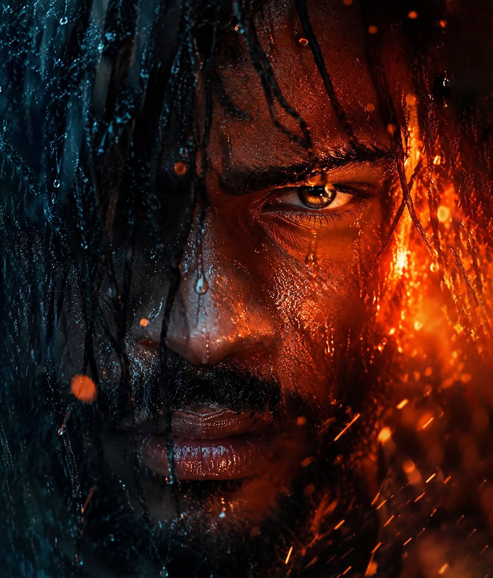 Fire & Ice: Intense Rugged Portrait