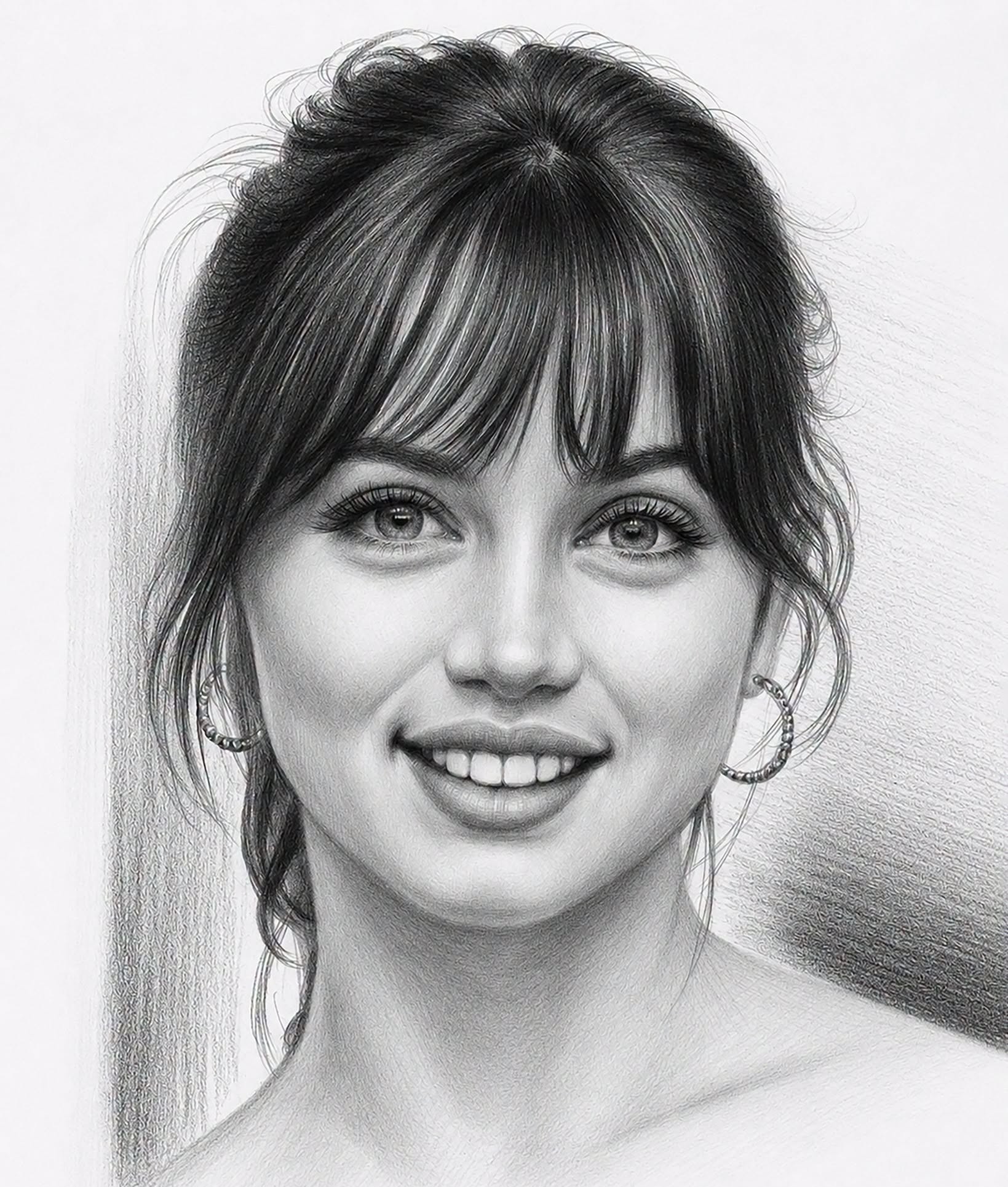 Hyperrealistic Graphite Portrait: Gentle Smile