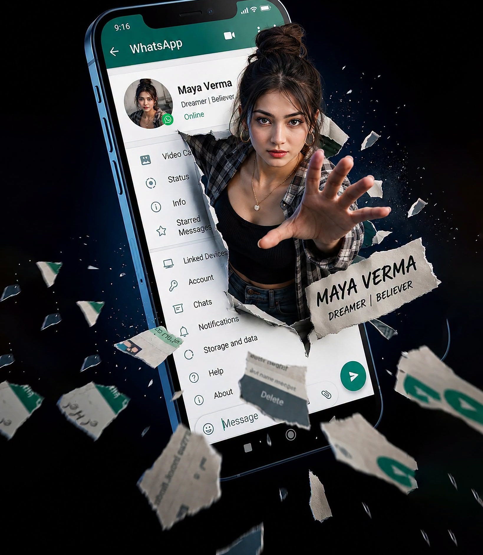 Hyperreal WhatsApp Screen Burst Poster