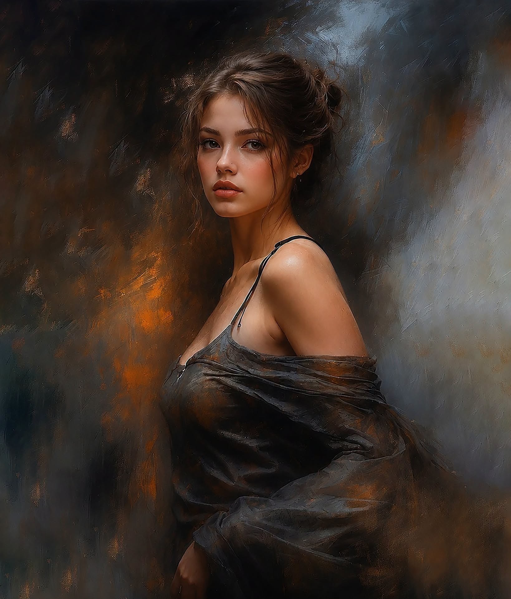 Elegant Dreamy Sensual Oil Portrait