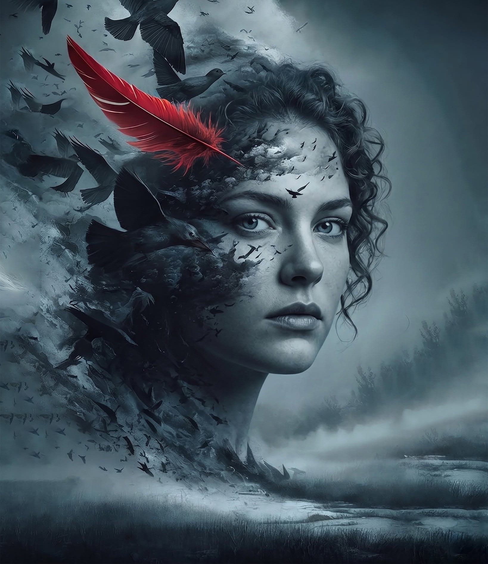 Haunting Crimson Feather Gothic Dream