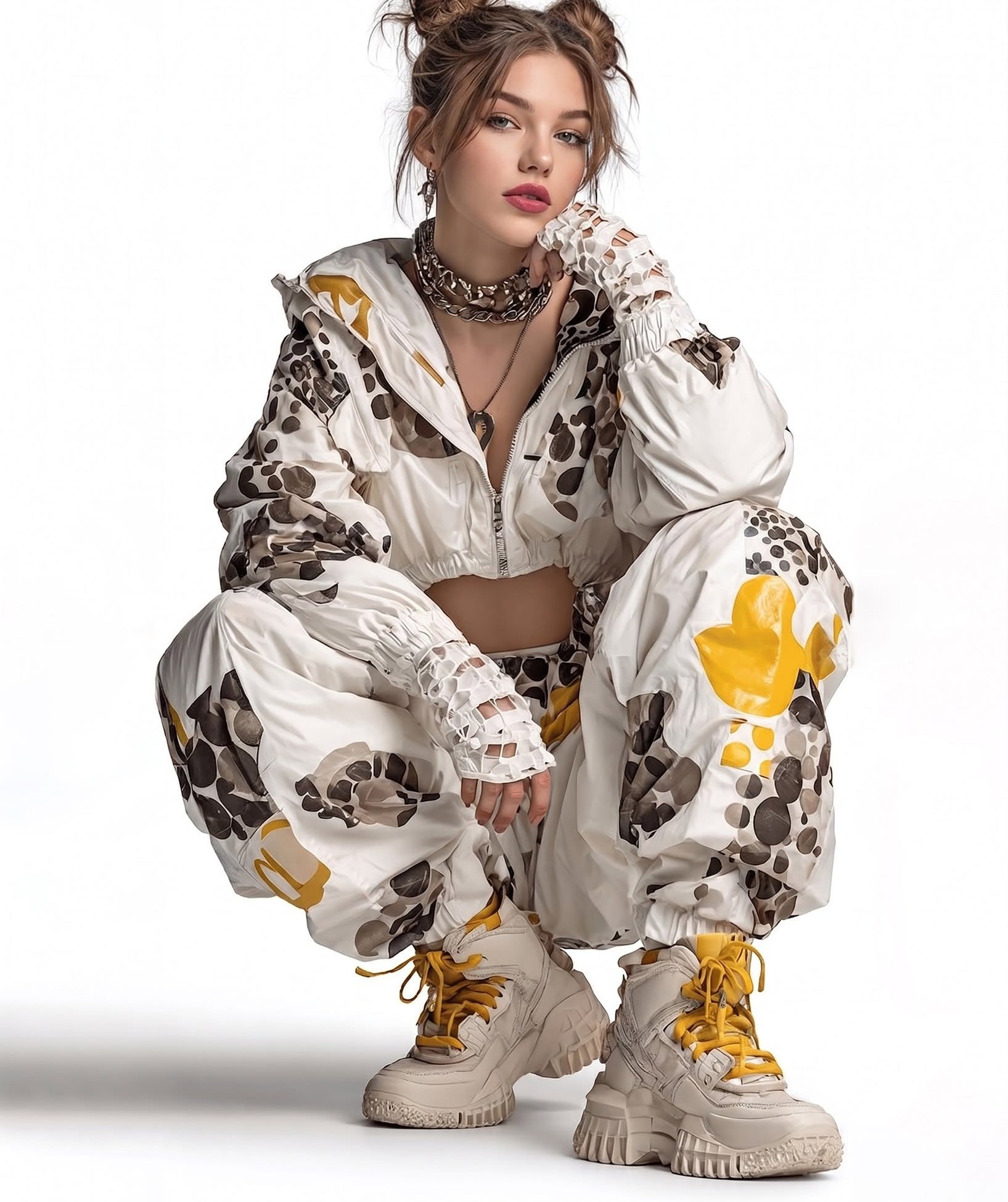 Space Buns Windbreaker Fashion Editorial