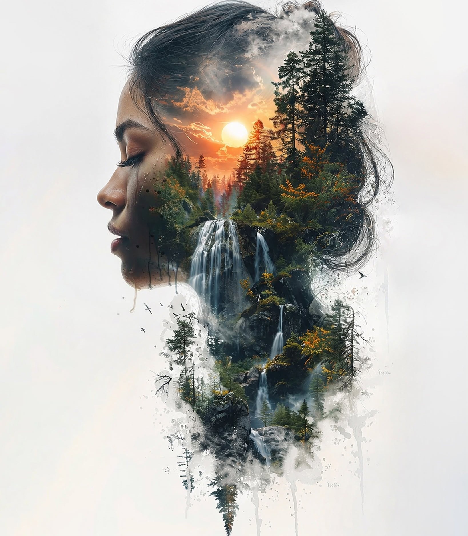 Serene Forest Spirit Double Exposure