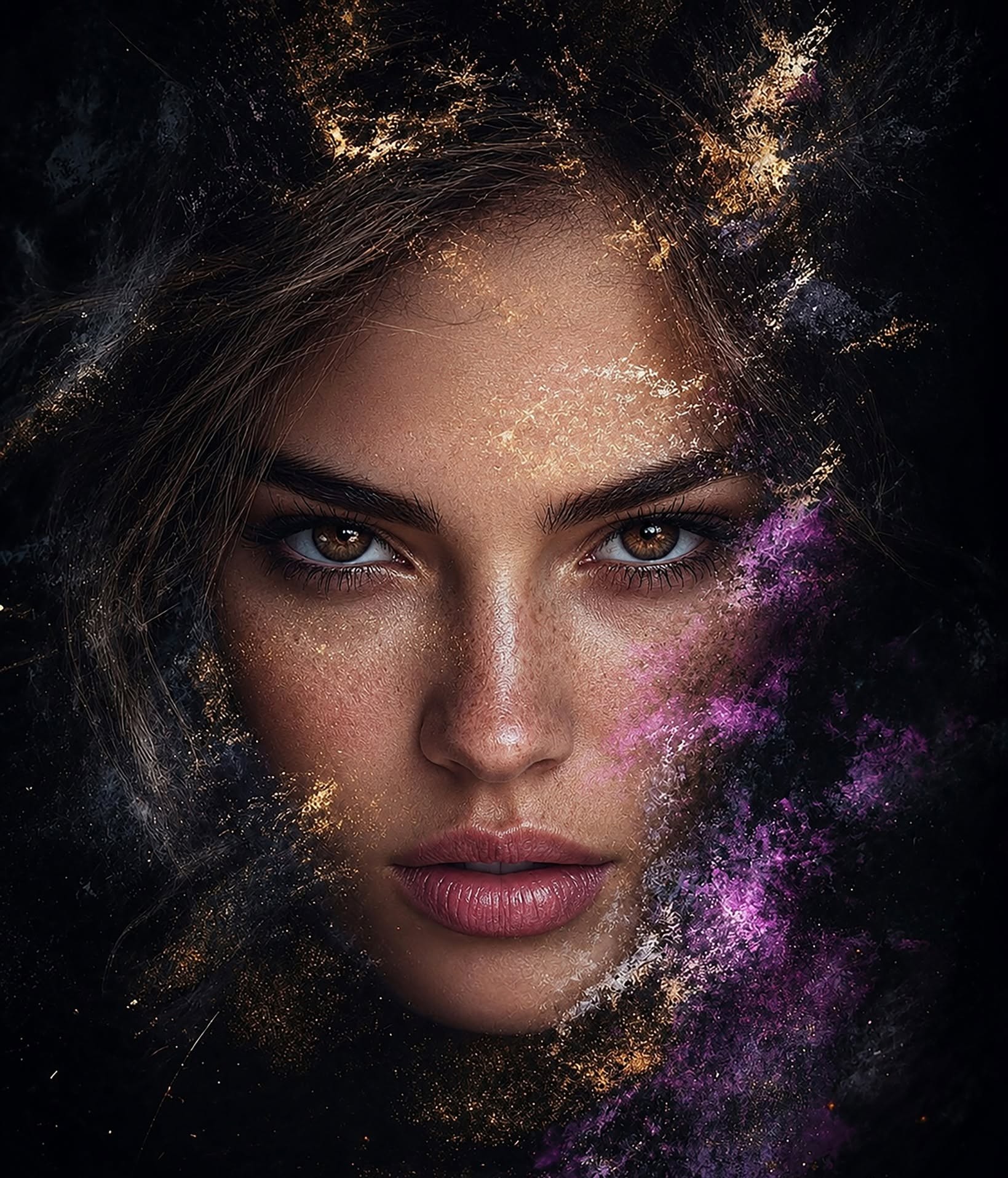 Cosmic Gaze: Nebula Woman