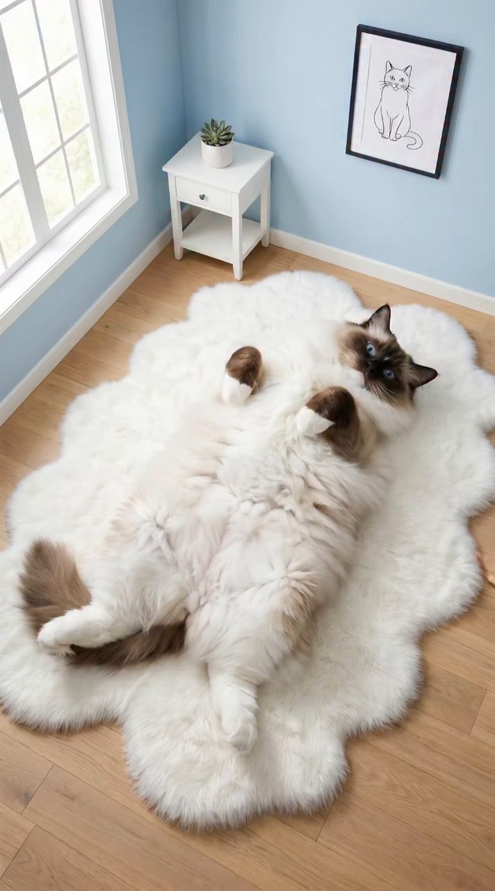 Giant Ragdoll's Fluffy Family Embrace