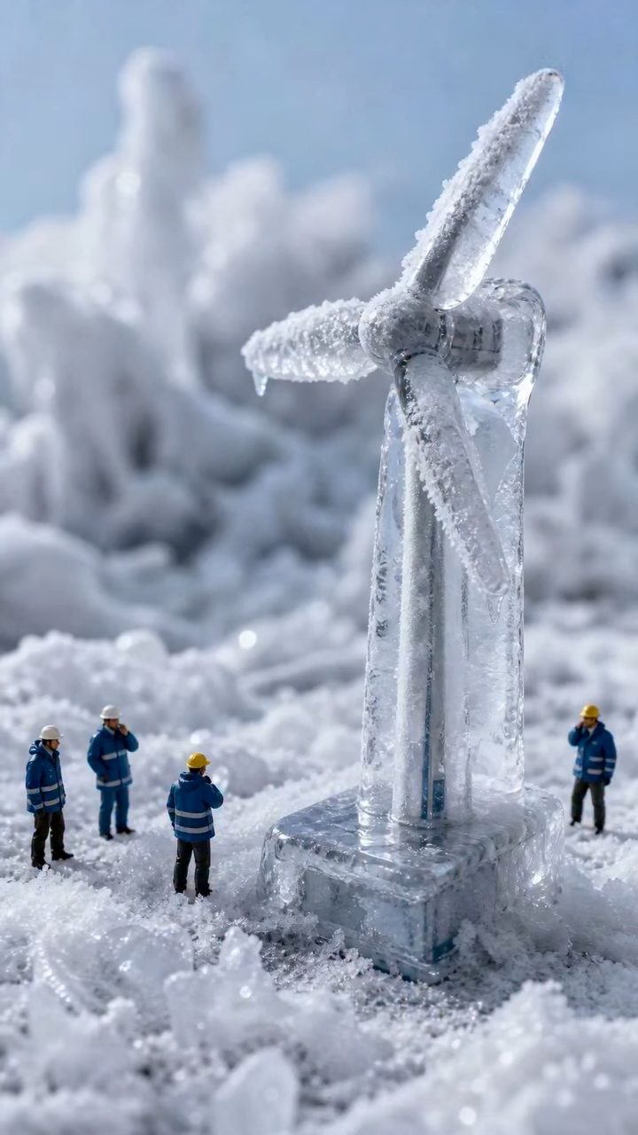 Giant Hand Melts Frozen Miniature Turbine